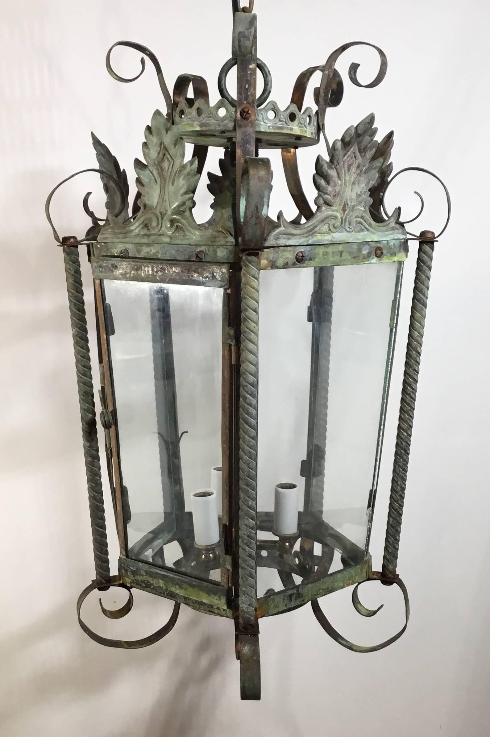 Antique French Hanging Lantern or Chandler 1