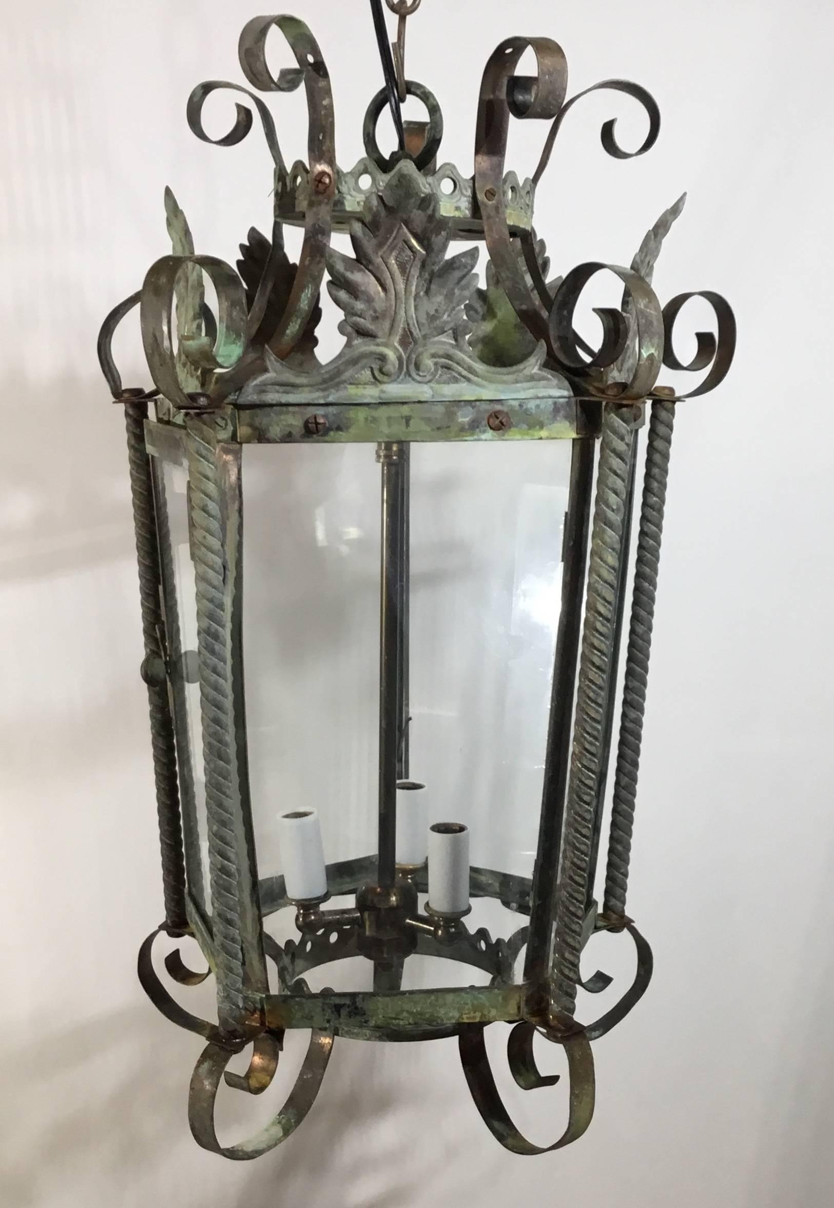 Antique French Hanging Lantern or Chandler 2