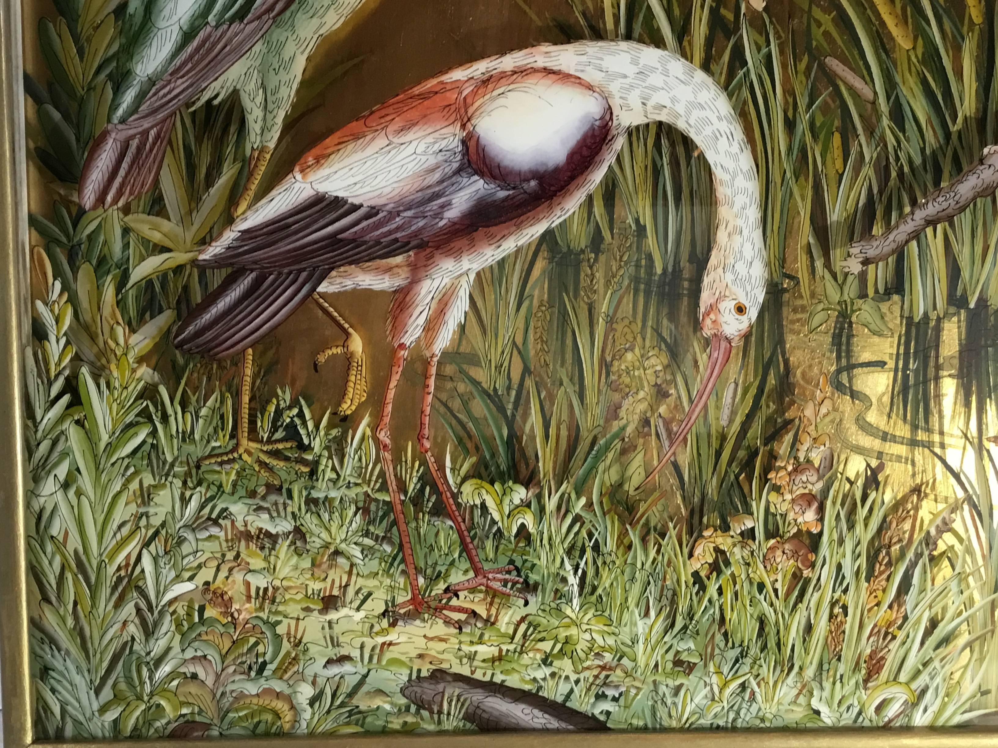 Pair of Reverse Painting on Glass In Excellent Condition In Delray Beach, FL
