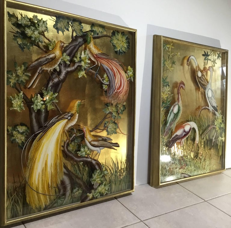 Pair of Reverse Painting on Glass at 1stDibs