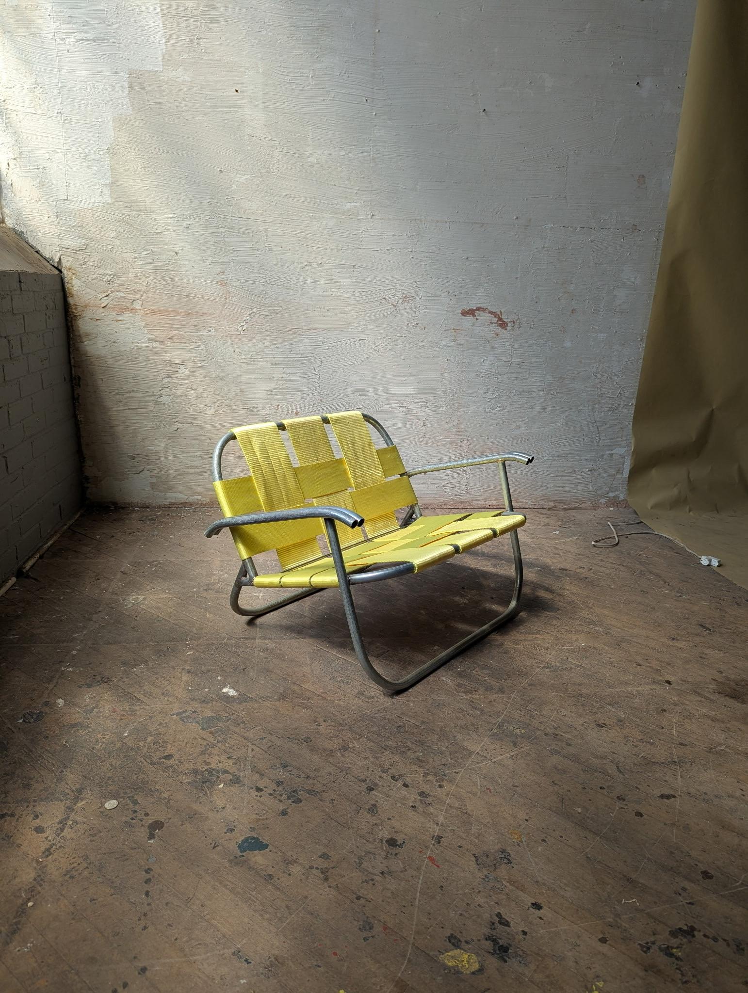 Aluminium « The RAIR Chair », chaise d'appoint jaune d'artiste recyclé en résidence (RAIR) en vente