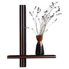 Wood with Inlaid Copper Wall-Mounted Floating Shelf by Huy Lam, ""Elevate No. 4"
