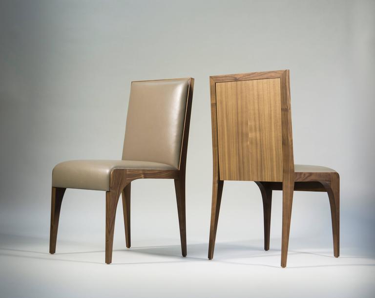 Dining Chairs/Side Chairs in Walnut by Tinatin Kilaberidze In Excellent Condition For Sale In New York, NY