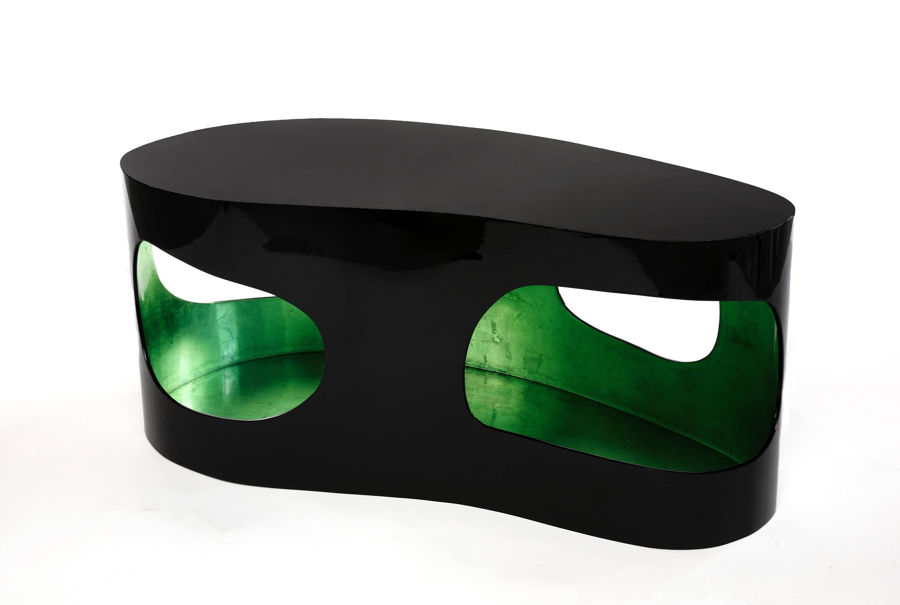Pair of Black and Green Lacquer Coffee Tables by Jacques Jarrige In Excellent Condition In New York, NY