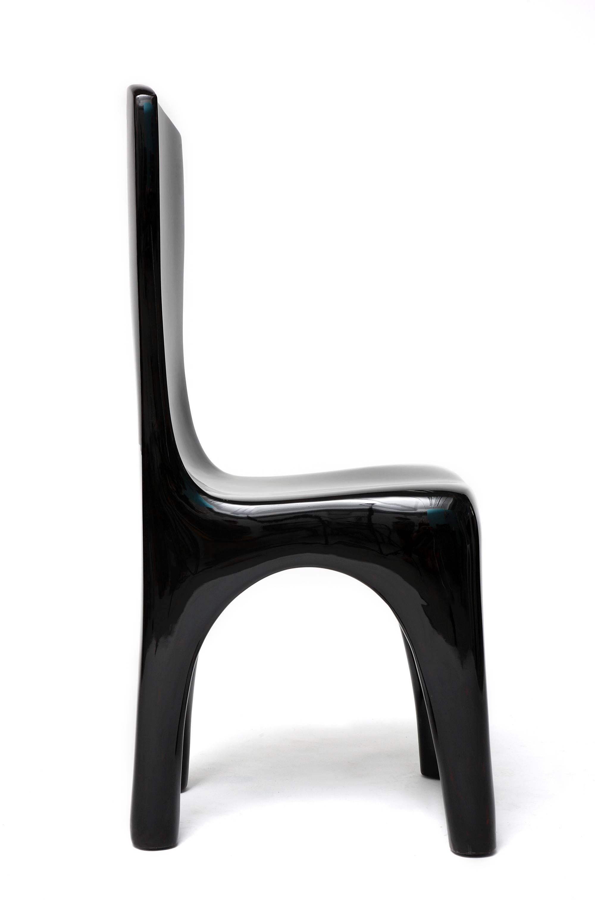 Sculpted Dining Chairs in Black Lacquer by Jacques Jarrige, 2015 In Excellent Condition In New York, NY