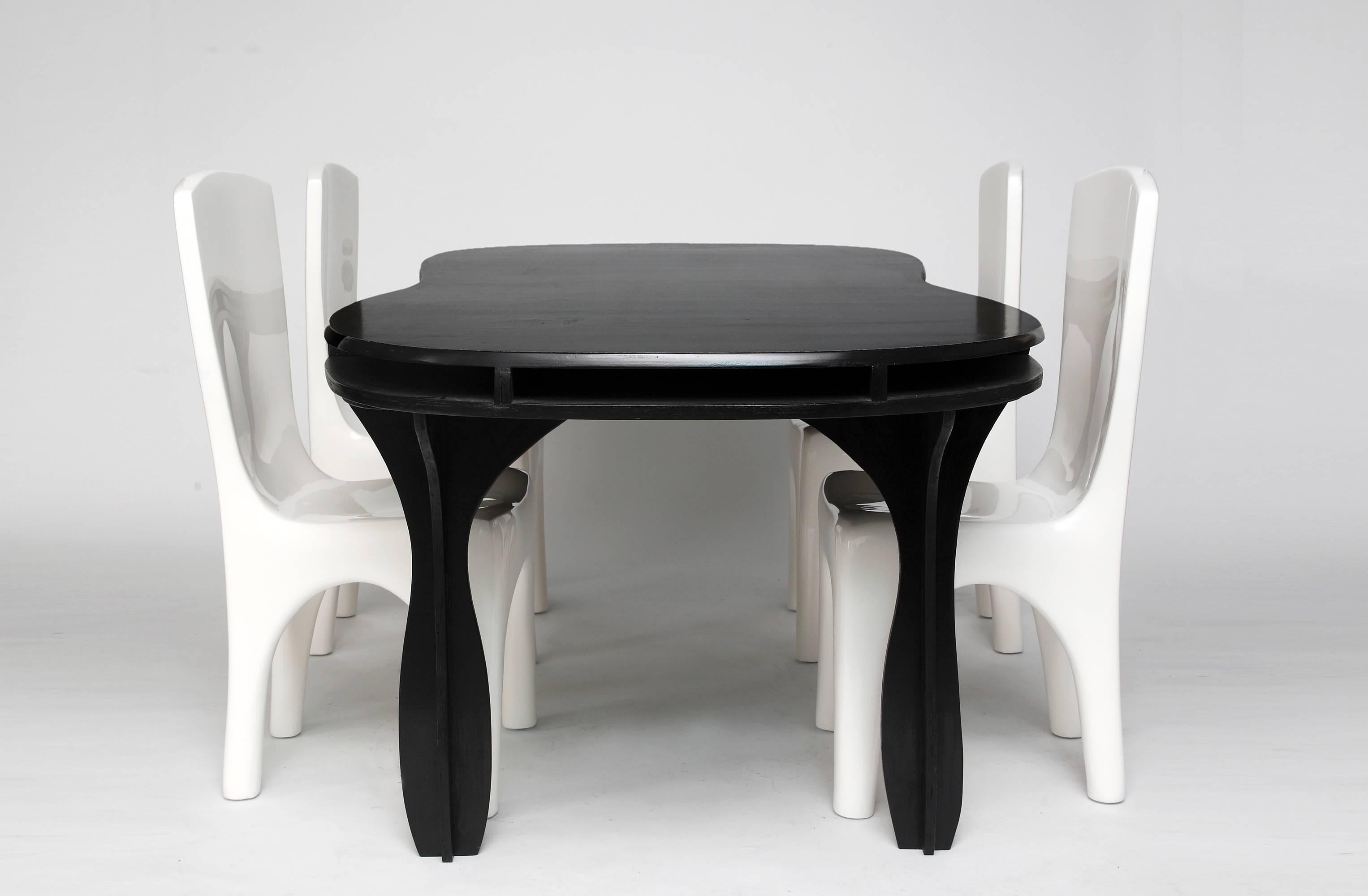 Sculpted Dining Chairs in Black Lacquer by Jacques Jarrige, 2015 2