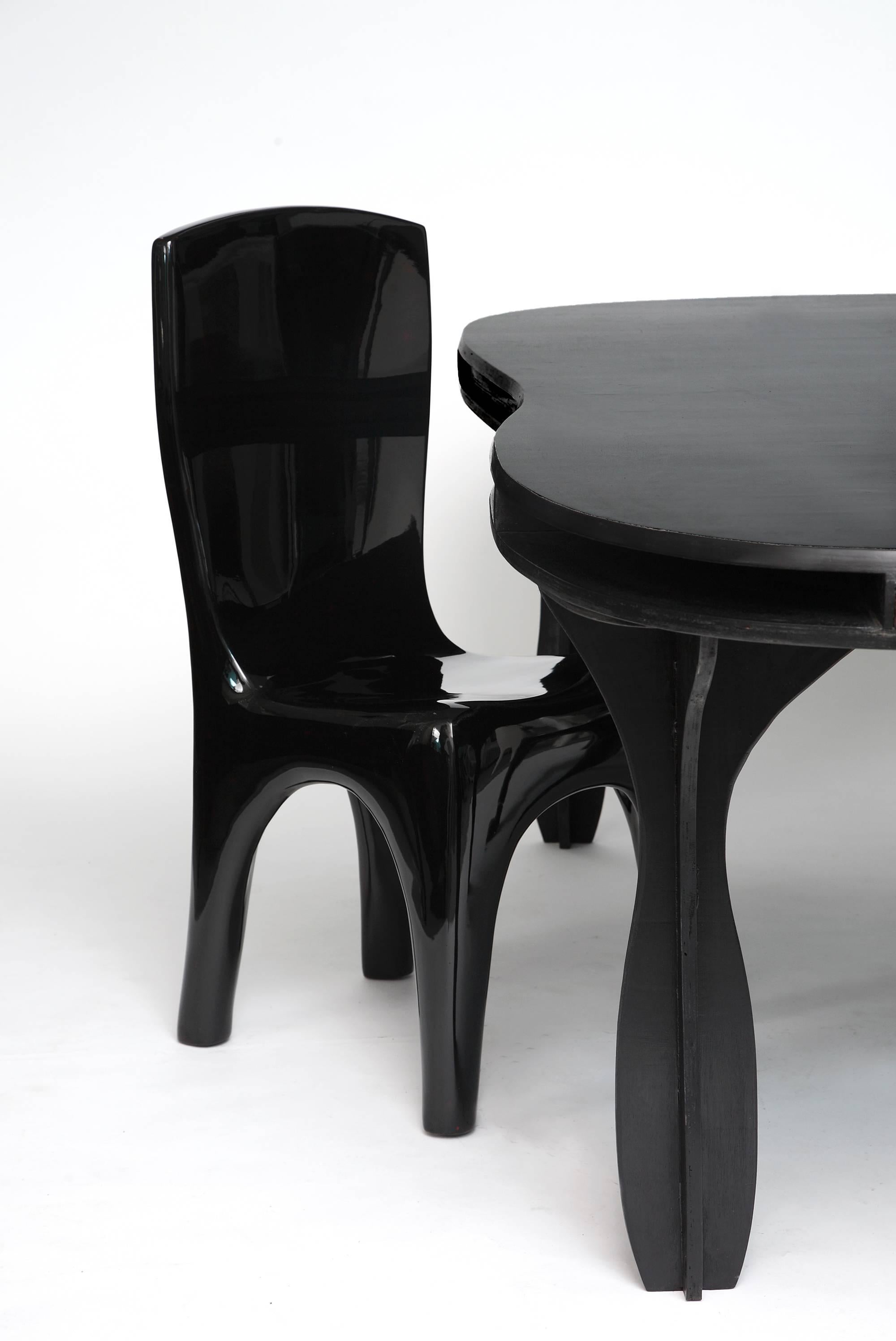 Sculpted Dining Chairs in Black Lacquer by Jacques Jarrige, 2015 1