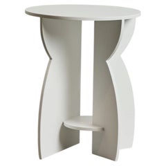 Tavolino Mathieu Loisel, Corian bianco, design moderno, diametro 16"
