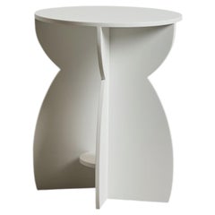 Tavolino Mathieu Loisel, Corian bianco, design moderno, diametro 16"