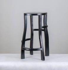 Tabouret de bar sculpture en chêne par Jacques Jarrige