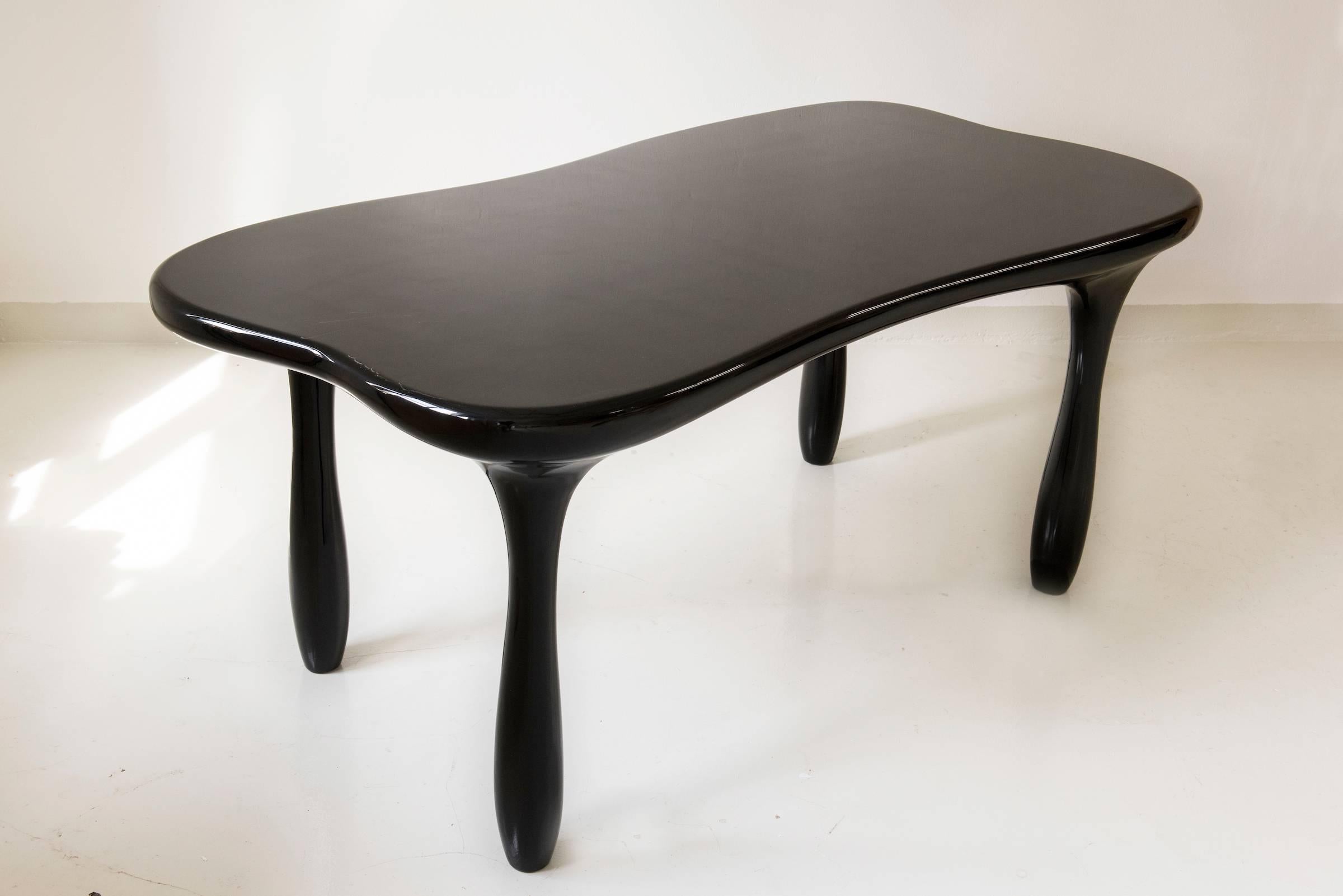 French Lacquered Desk or Dining Table by Jacques Jarrige For Sale