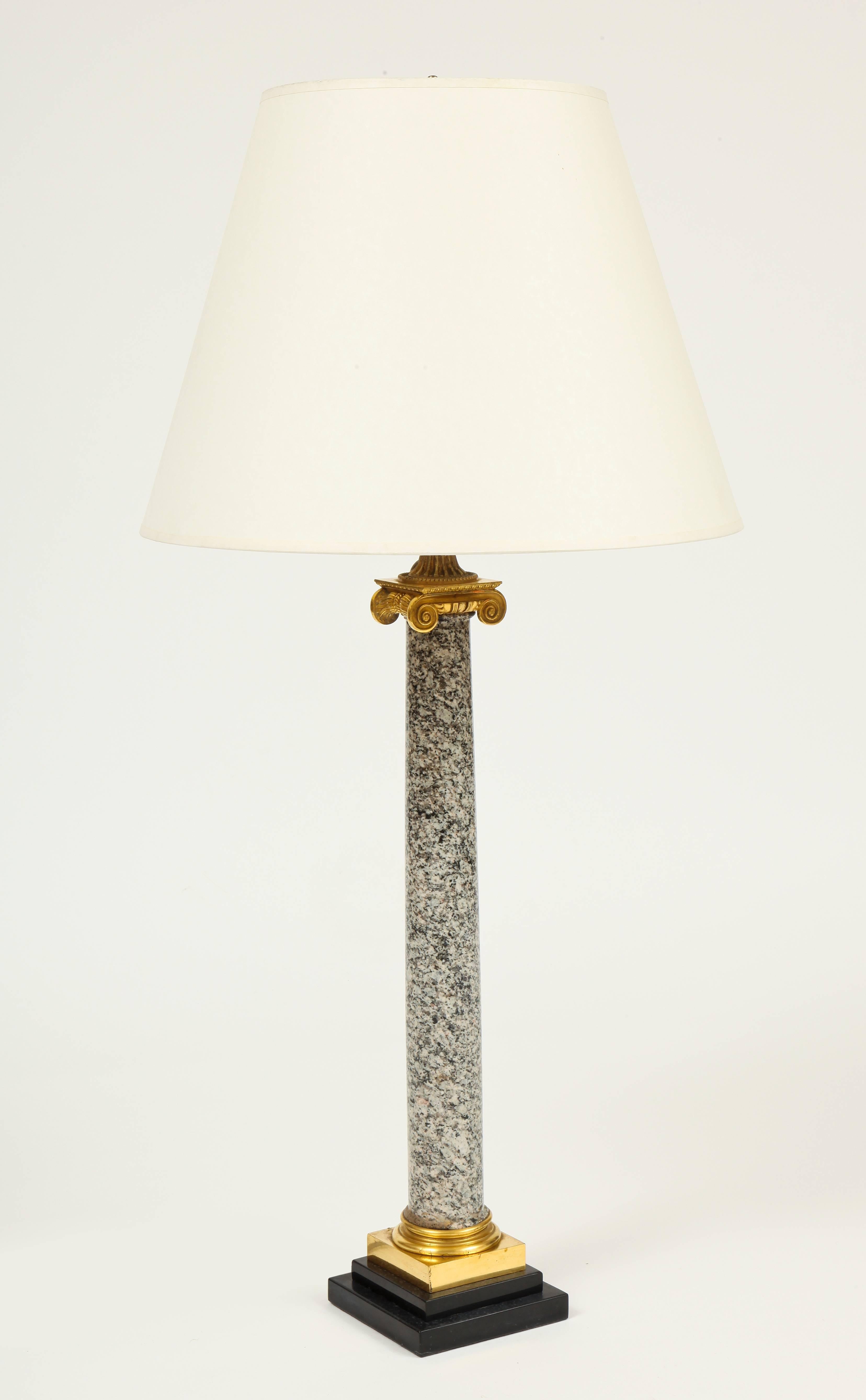 Bronze Neoclassical Columnar Lamp For Sale
