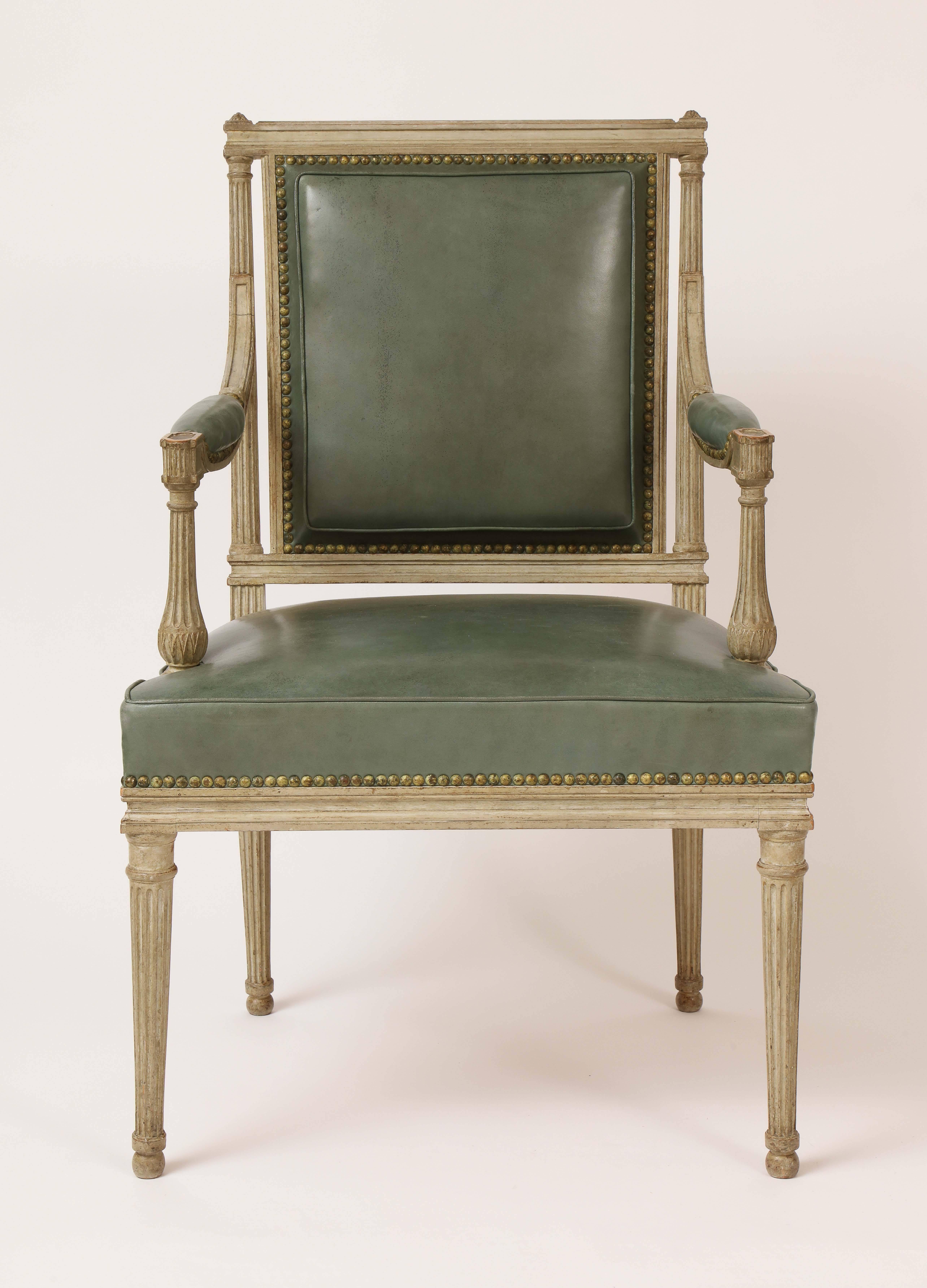 Carved Pair of French Neoclassical Armchairs in the Louis XVI Taste by Madison Jansen