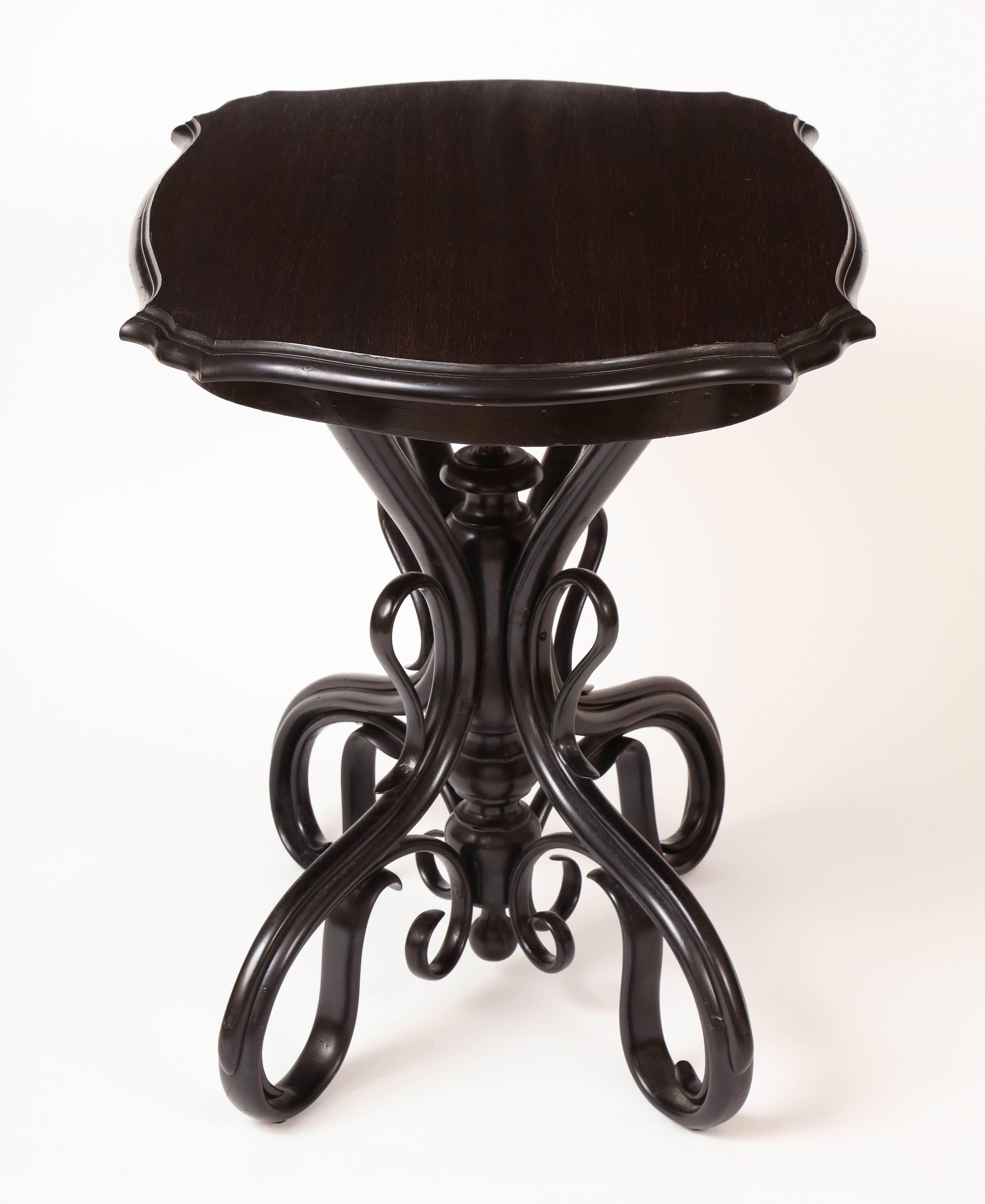 Art Nouveau Austrian Ebonized Bentwood Table by Gebruder Thonet, circa 1880