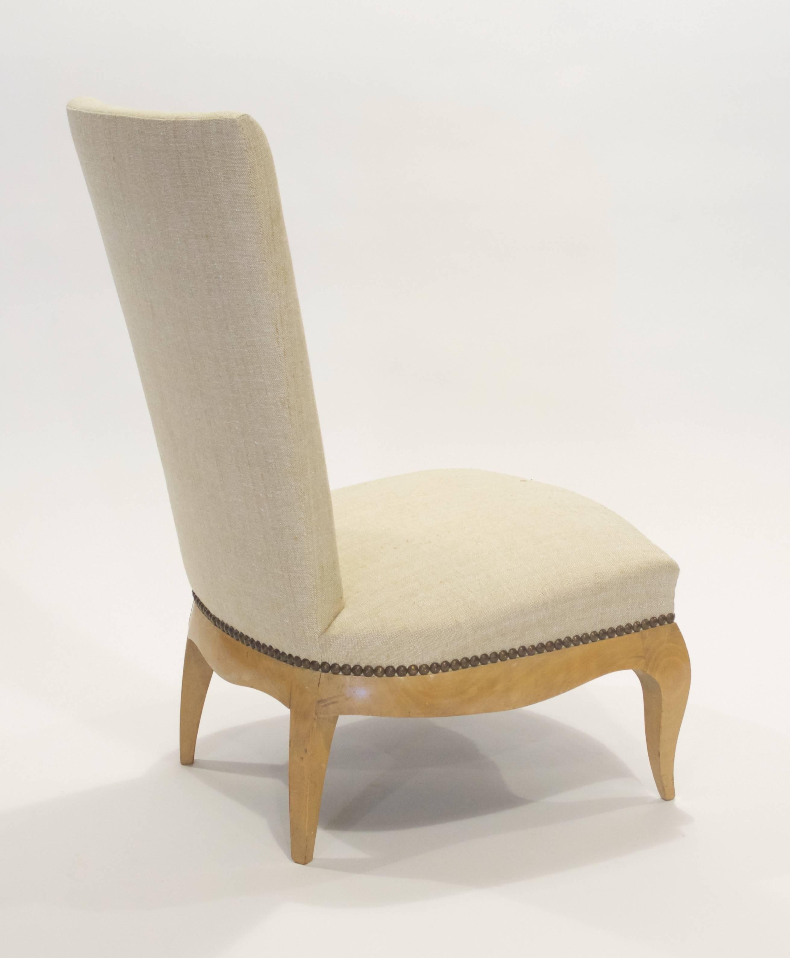 Mid-20th Century French Art Deco Slipper Chair by Rene Prou, circa 1930