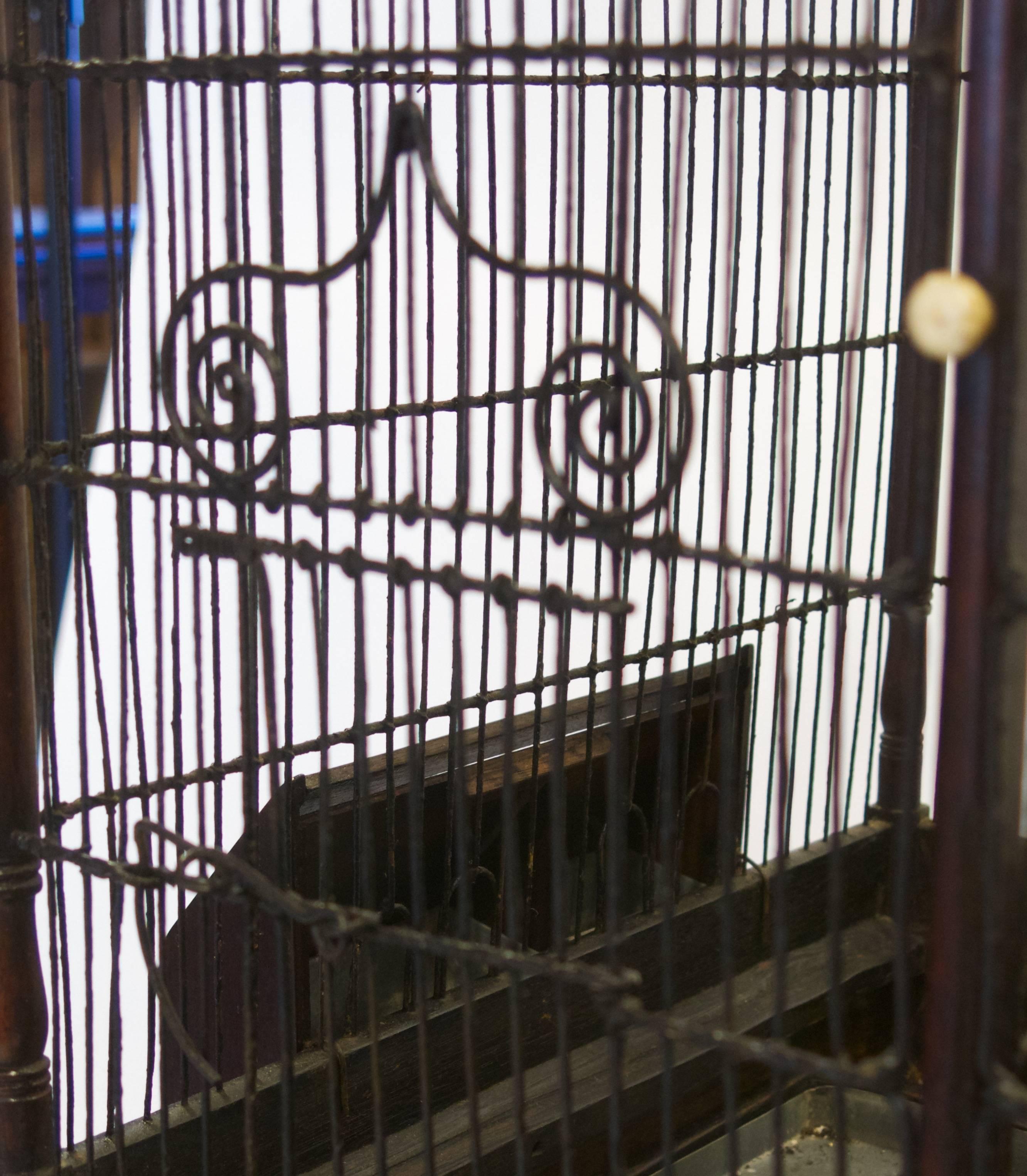 Metal Fine and Rare English George III Birdcage on Stand, circa 1780 For Sale