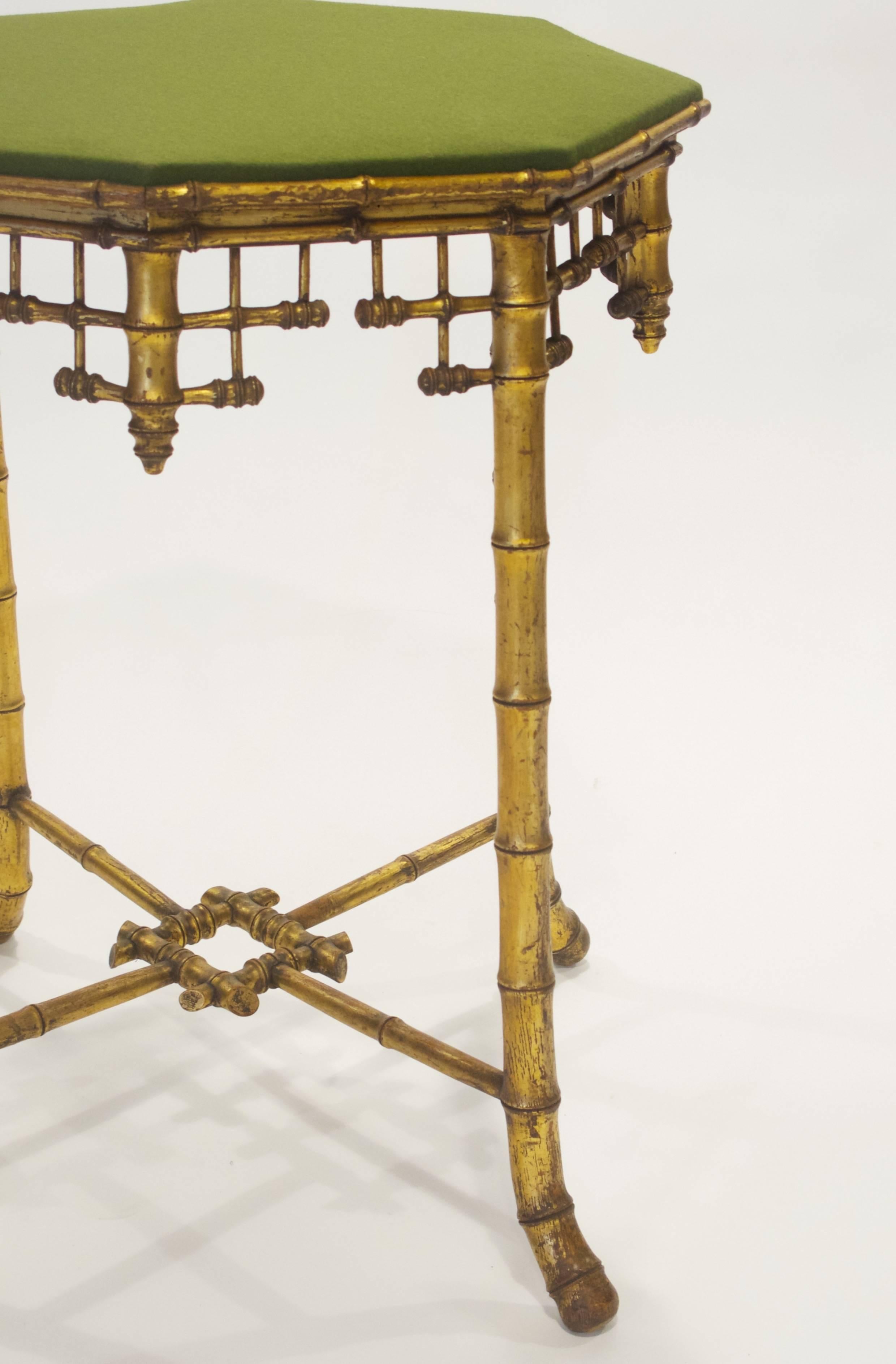 19th Century French Napoleon III Giltwood Faux Bamboo Table, circa 1870 For Sale