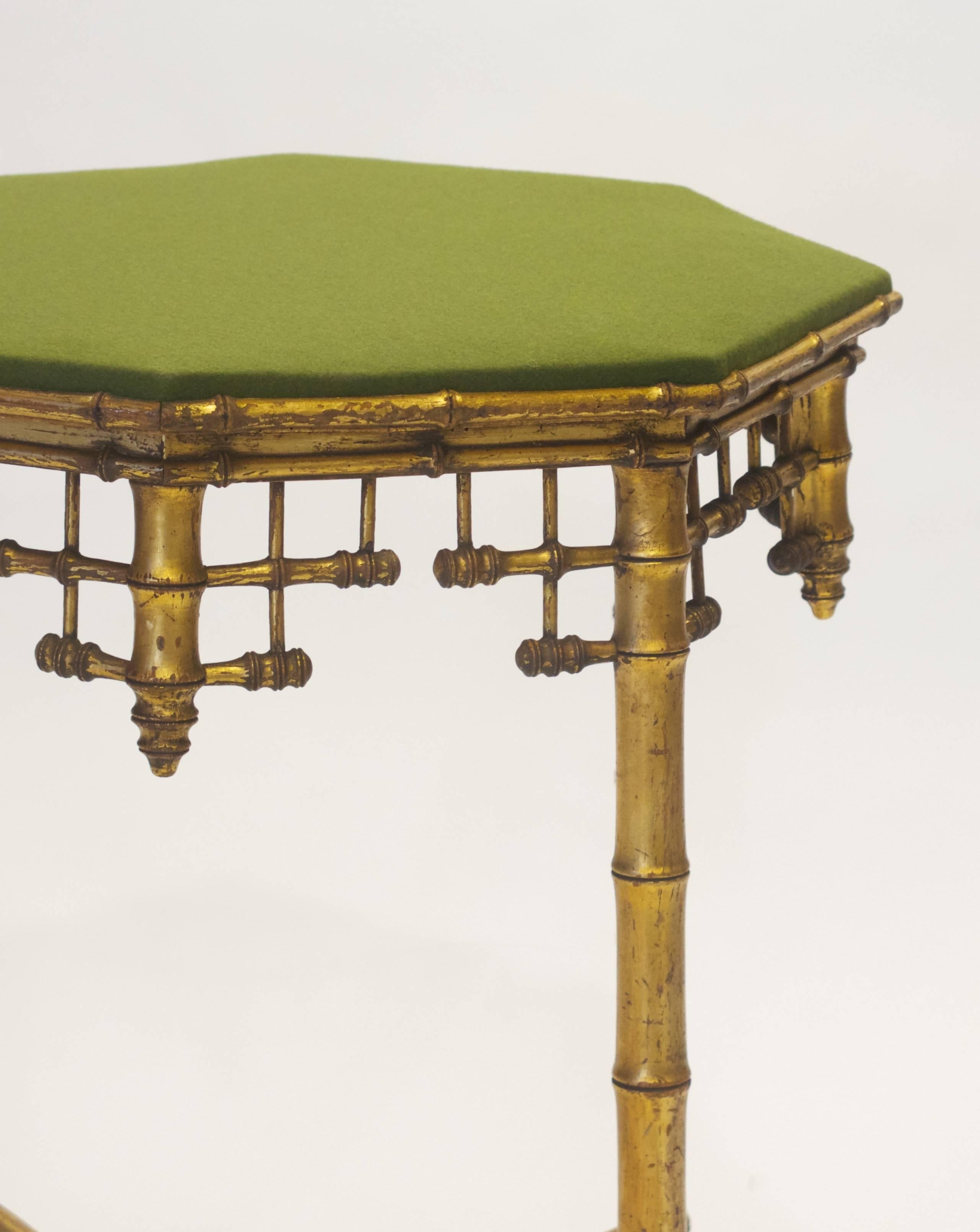 Felt French Napoleon III Giltwood Faux Bamboo Table, circa 1870 For Sale