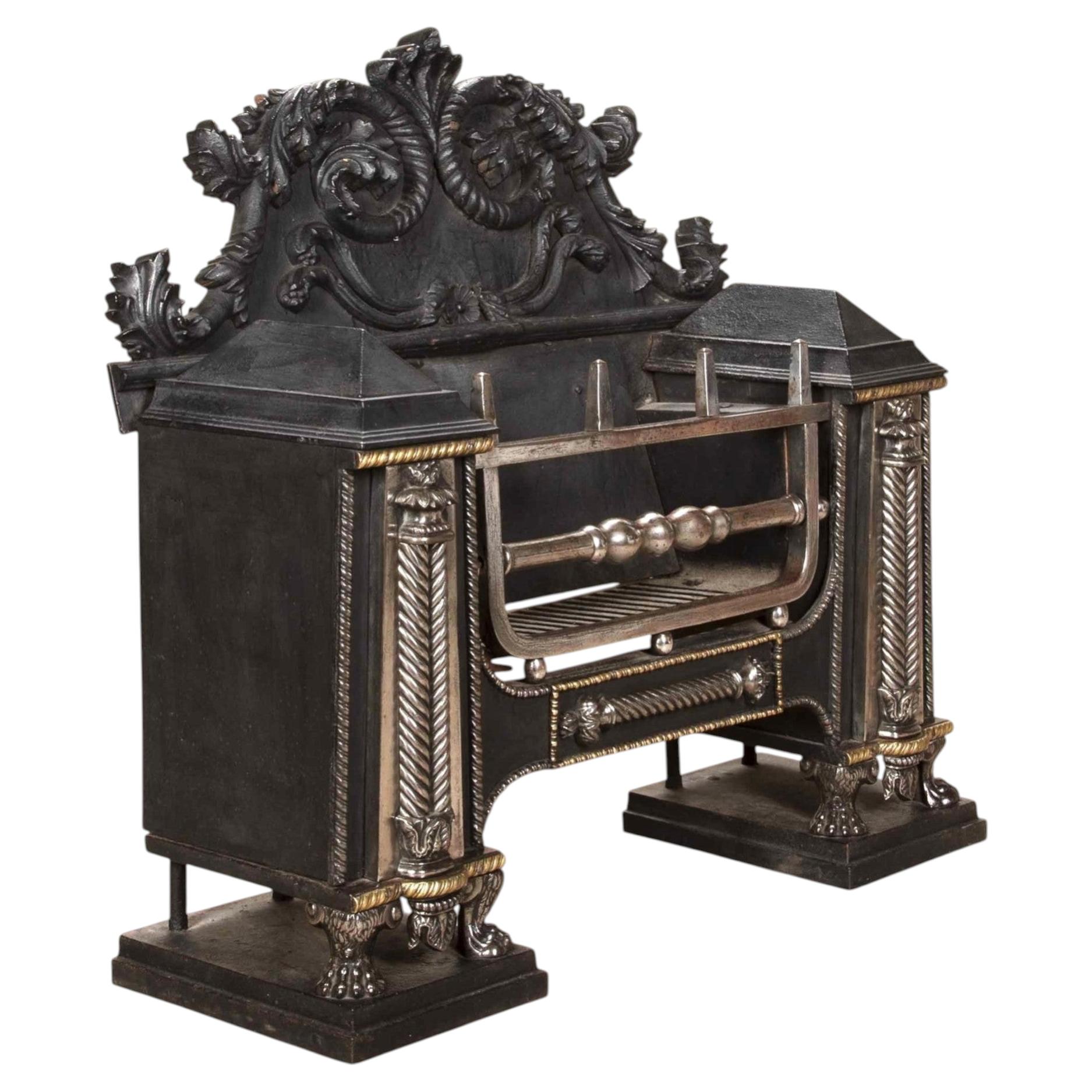 A superior Geo III Cast & Wrought Iron`Hob` Fire Grate For Sale