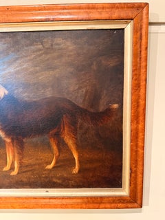 Dipinto a olio su tela in stile primitivo del XIX secolo raffigurante un cane Dipinto a olio su tela in stile primitivo del XIX secolo raffigurante un cane C1