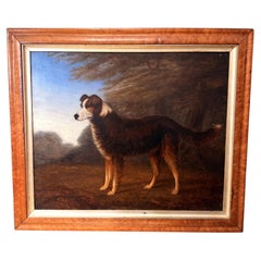 Dipinto a olio su tela in stile primitivo del XIX secolo raffigurante un cane Dipinto a olio su tela in stile primitivo del XIX secolo raffigurante un cane C1
