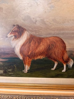 Dipinto a olio del XIX secolo su tavola raffigurante un cane