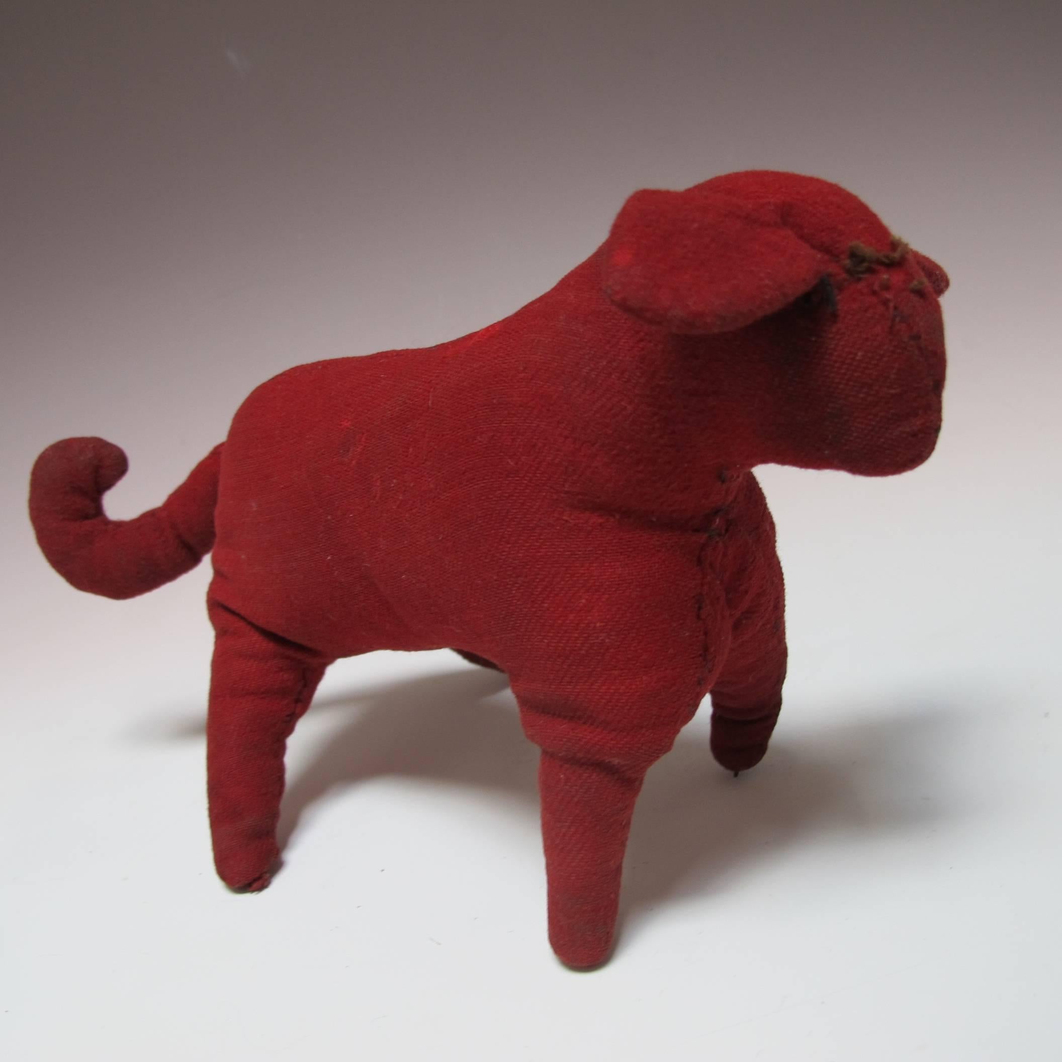 Early 20th Century Child's Cloth Red Dog Toy