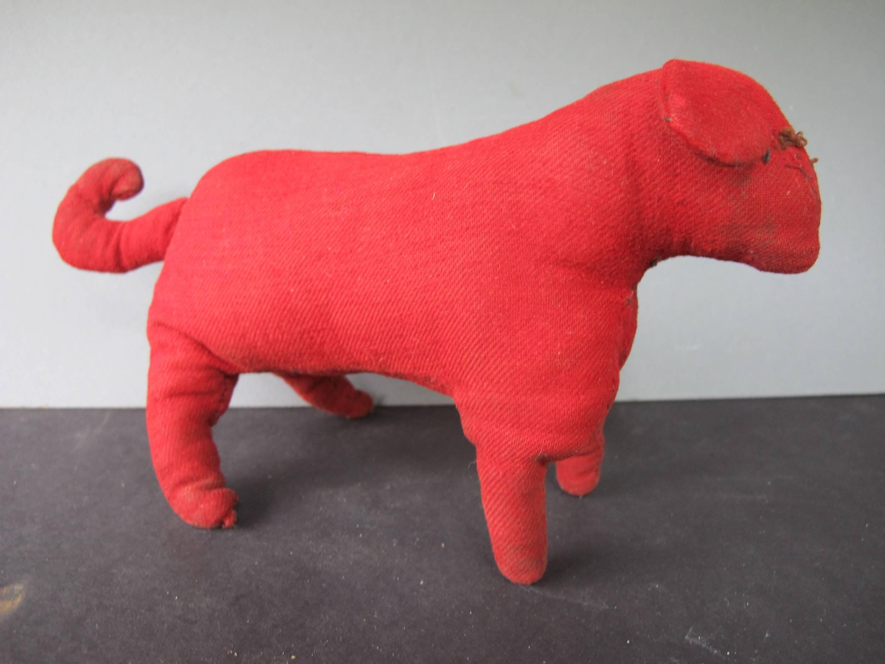 Needlework Child's Cloth Red Dog Toy