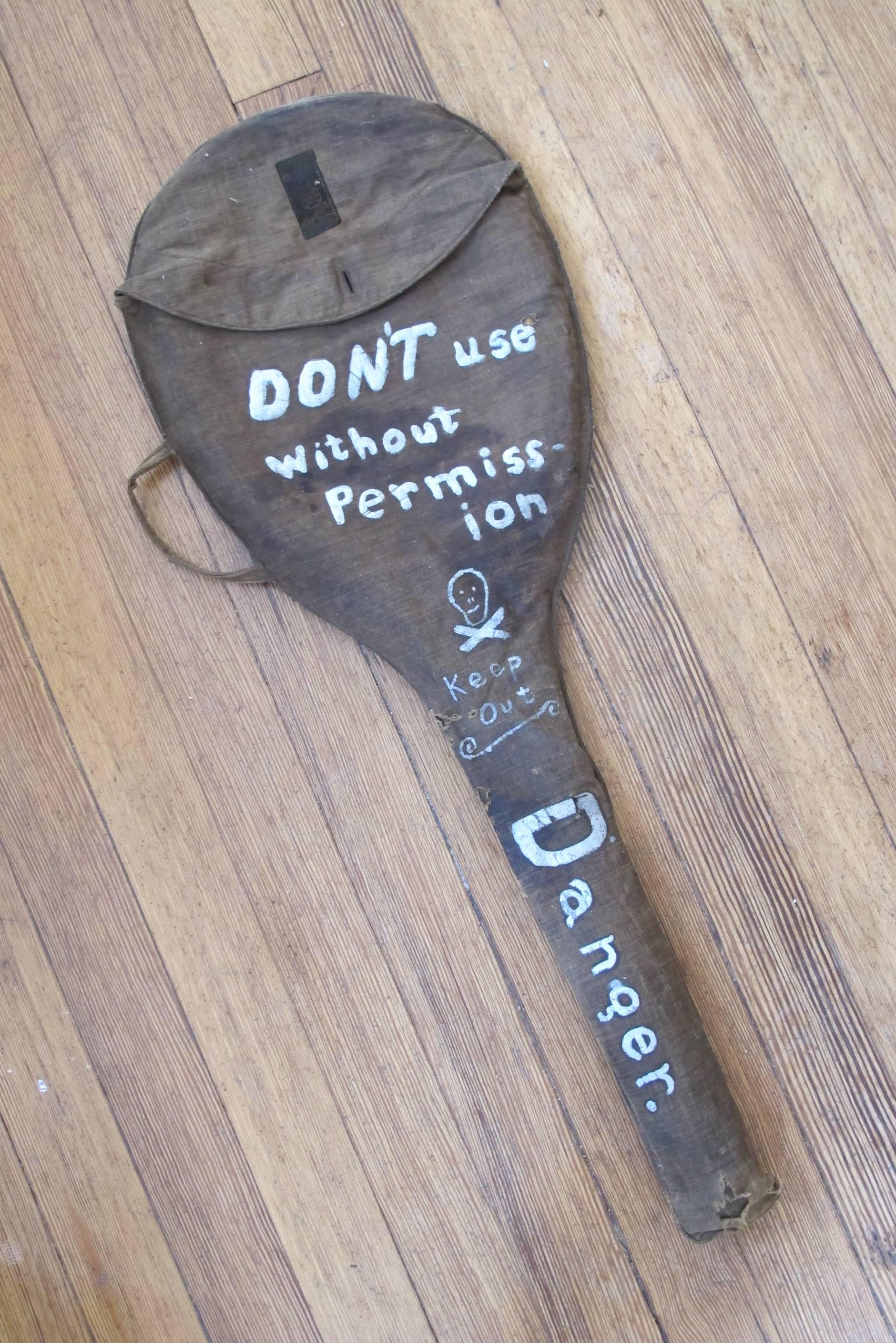 Tennis Racquet Cover with a Message In Good Condition For Sale In New York, NY
