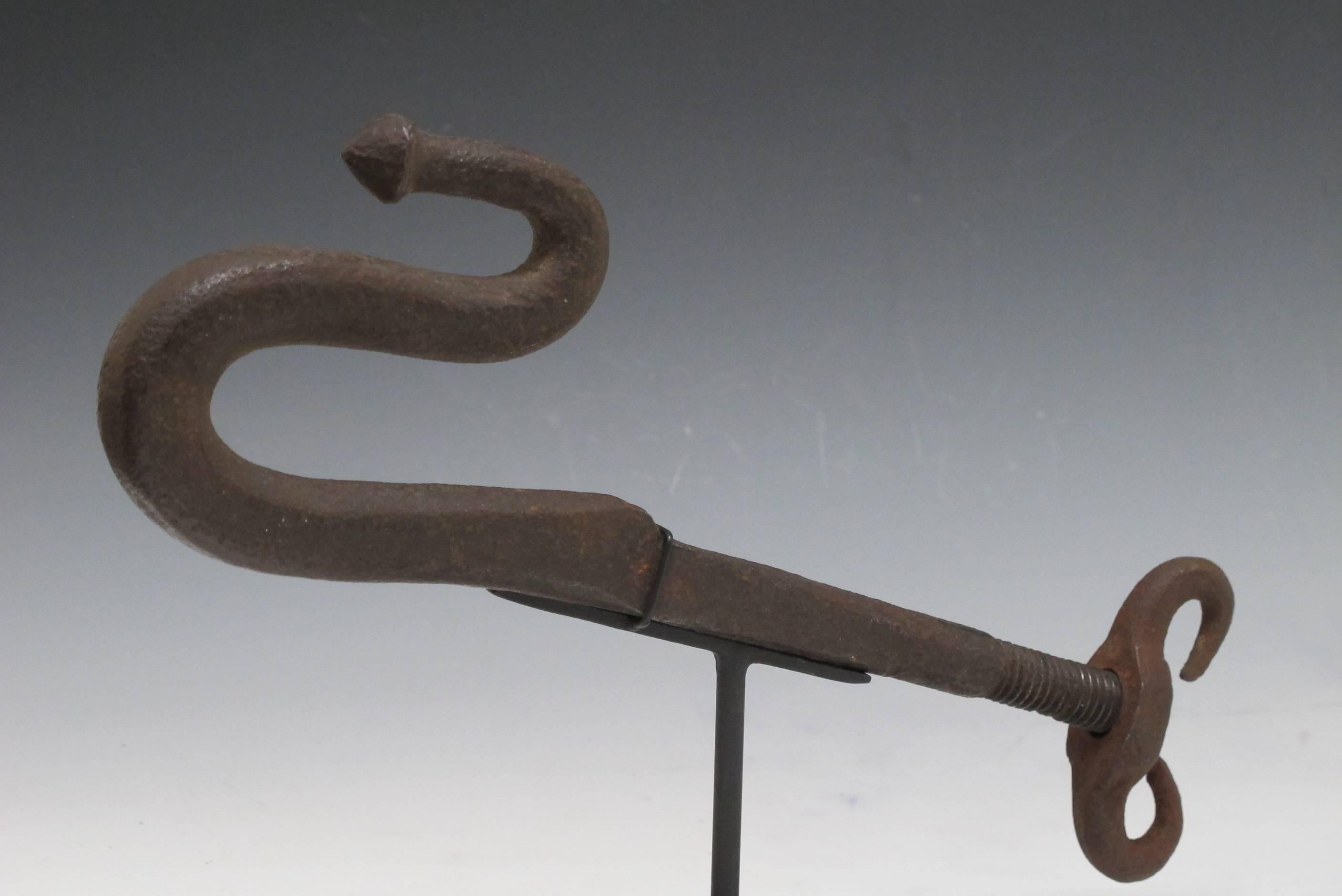 American Forged Iron Snake Hook From a Conestoga Wagon For Sale