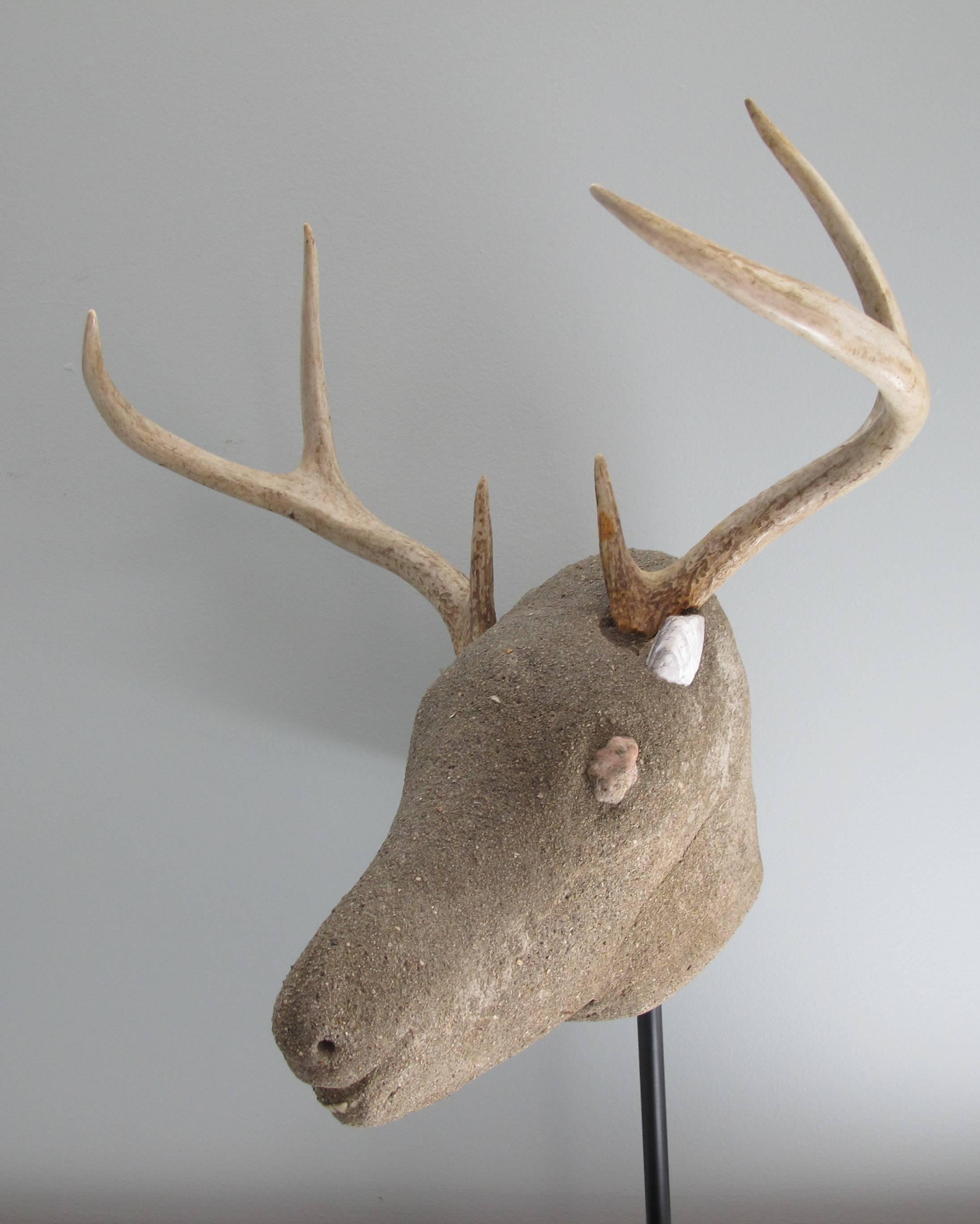 Cement Folk Art Deer Head