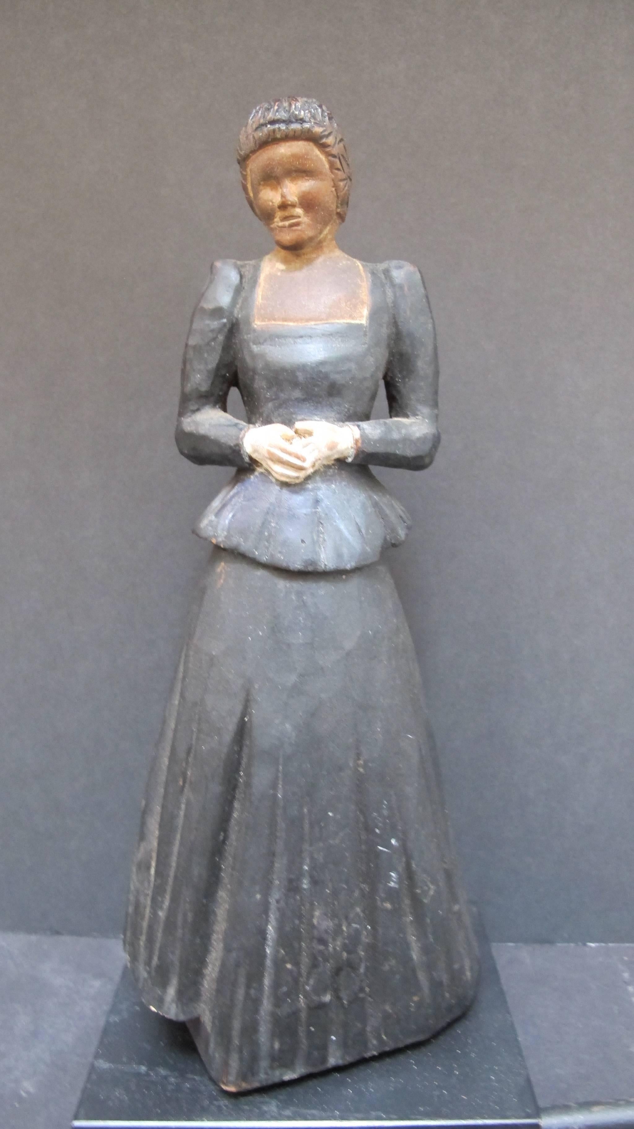 Carved Wood Lady in Long Dark Dress 2