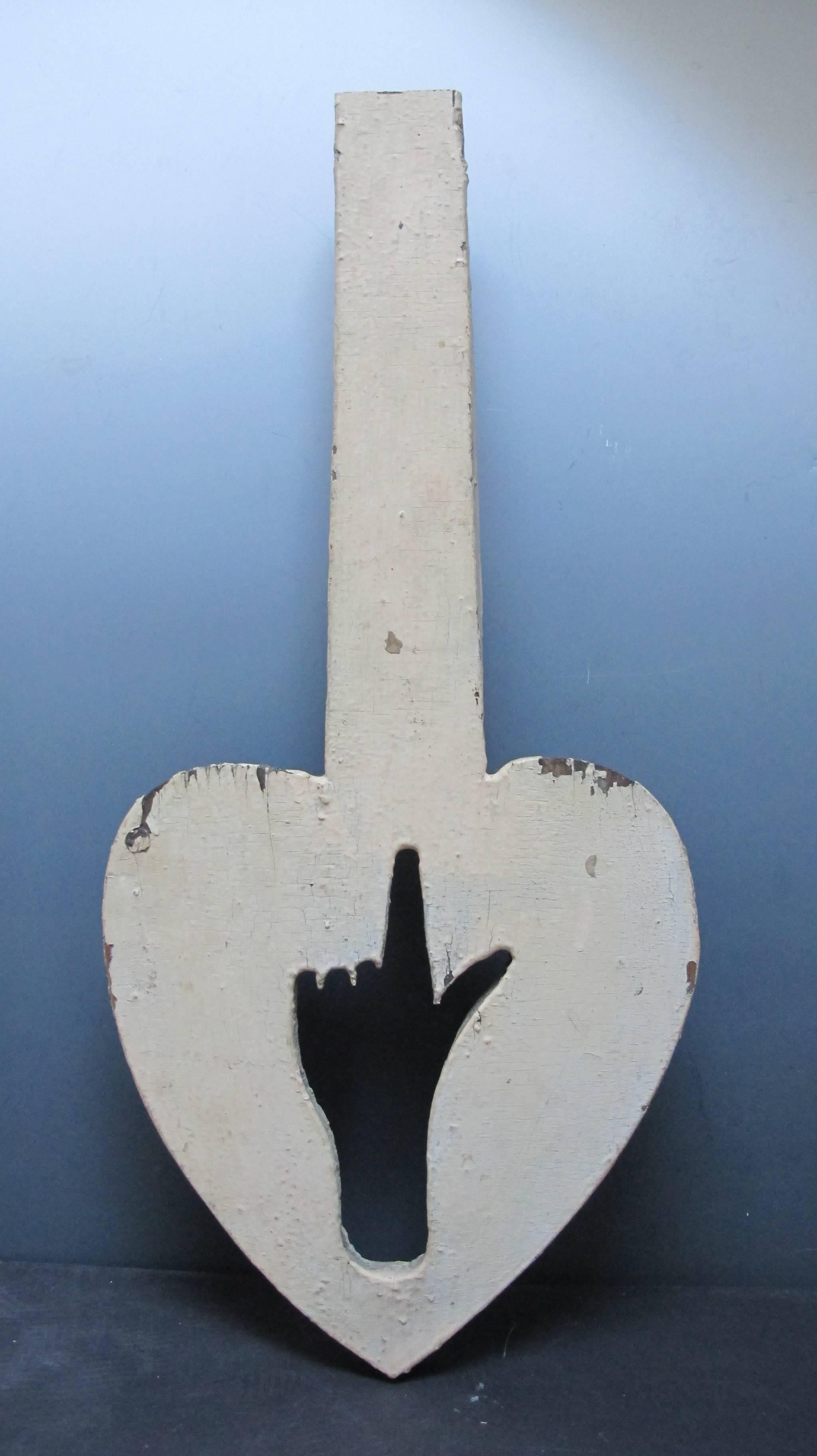 Folk Art Wood Cut-Out Hand Pointing to the Heavens