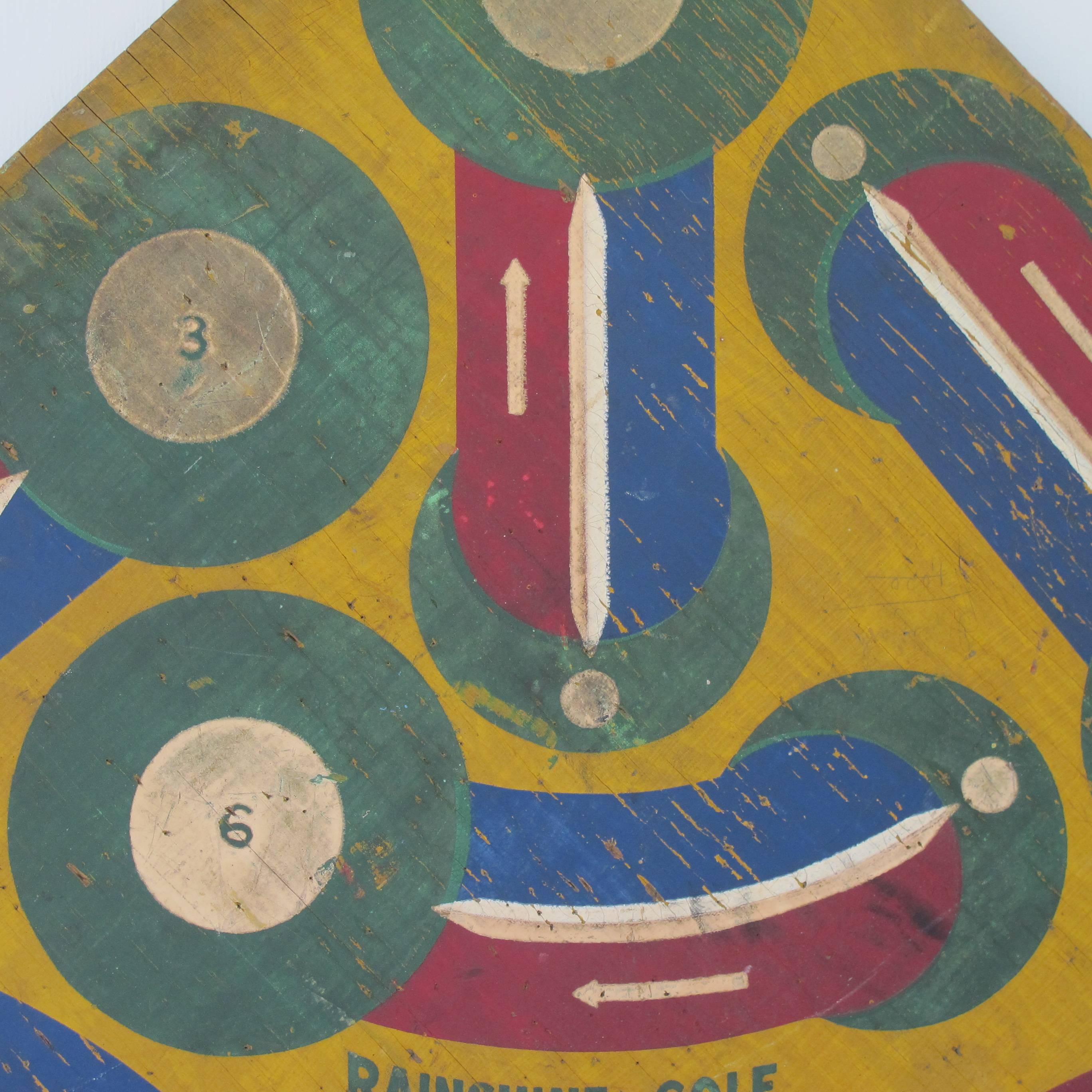 Folk Art Baseball Darts Game Board with Golf on Reverse For Sale