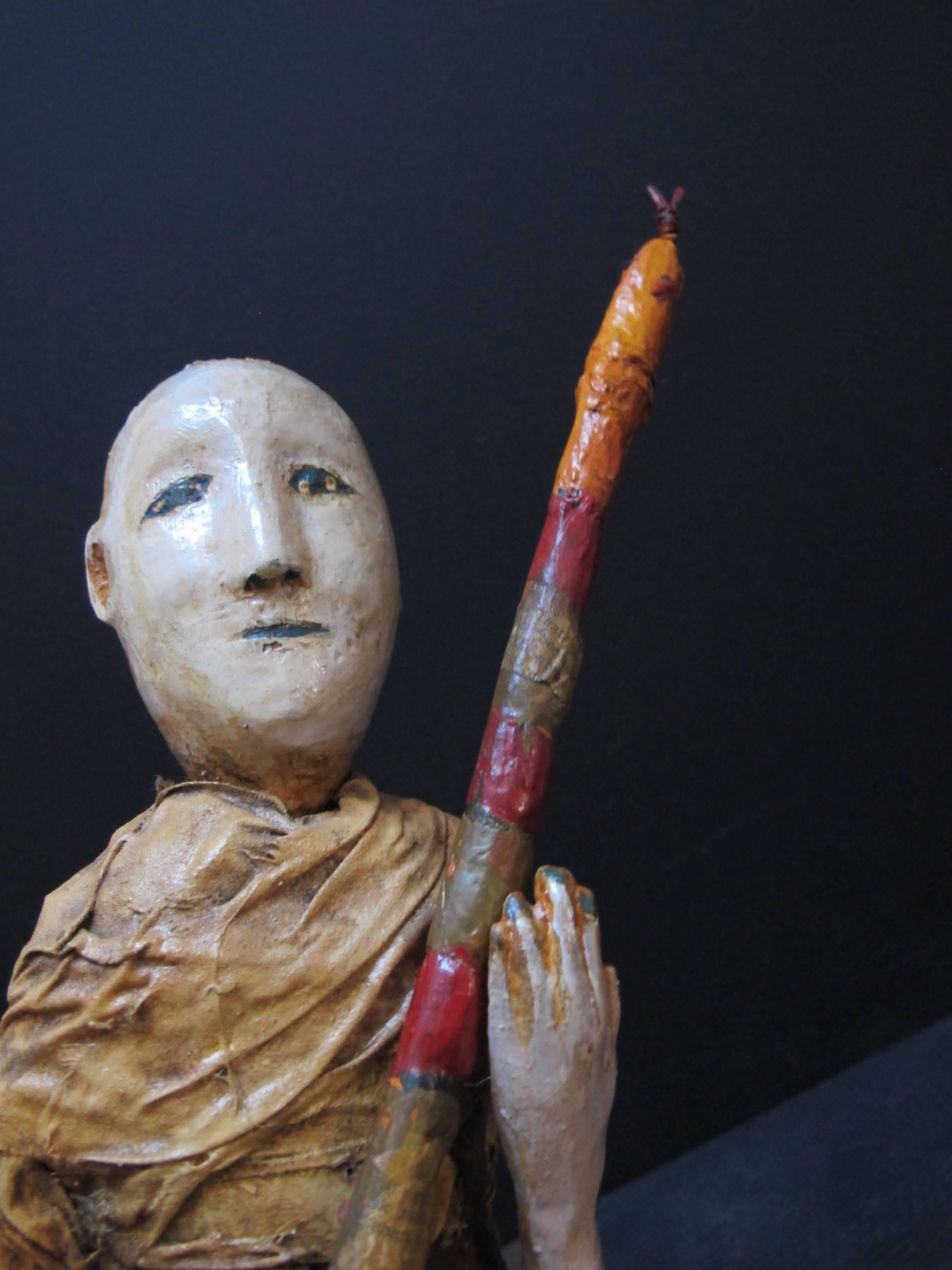 Terry Turrell Figural Sculpture Snake Handler In Excellent Condition For Sale In New York, NY