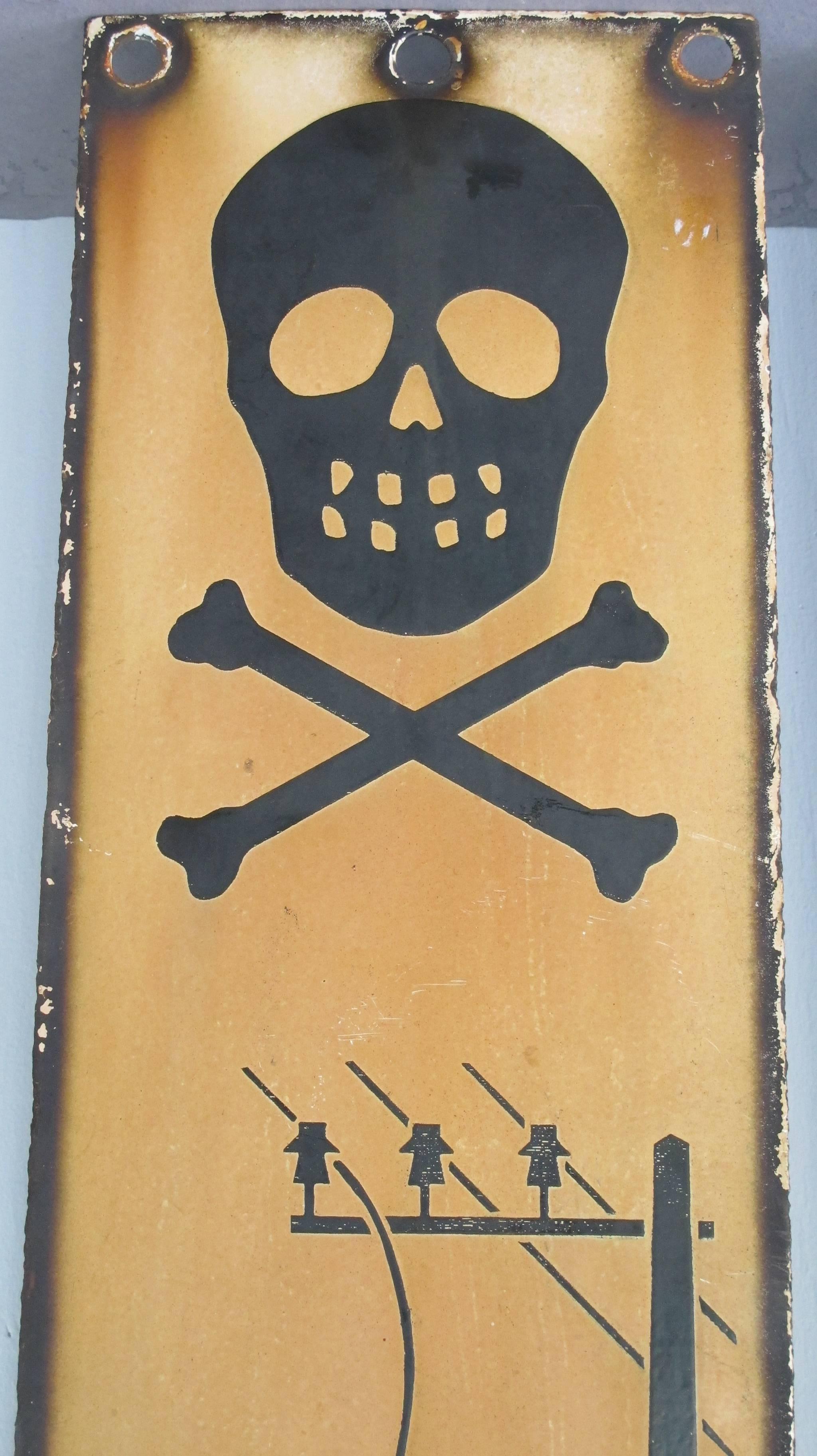 American Pair of Skull and Crossbones Warning Signs For Sale