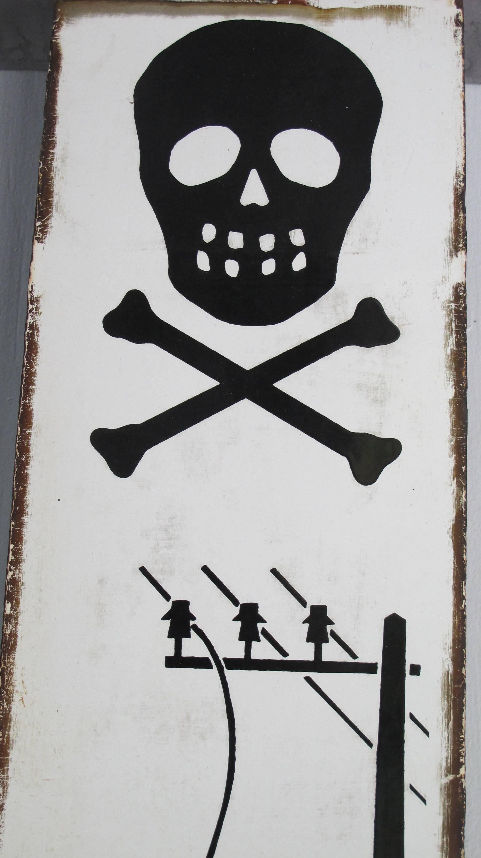 Enameled Pair of Skull and Crossbones Warning Signs For Sale