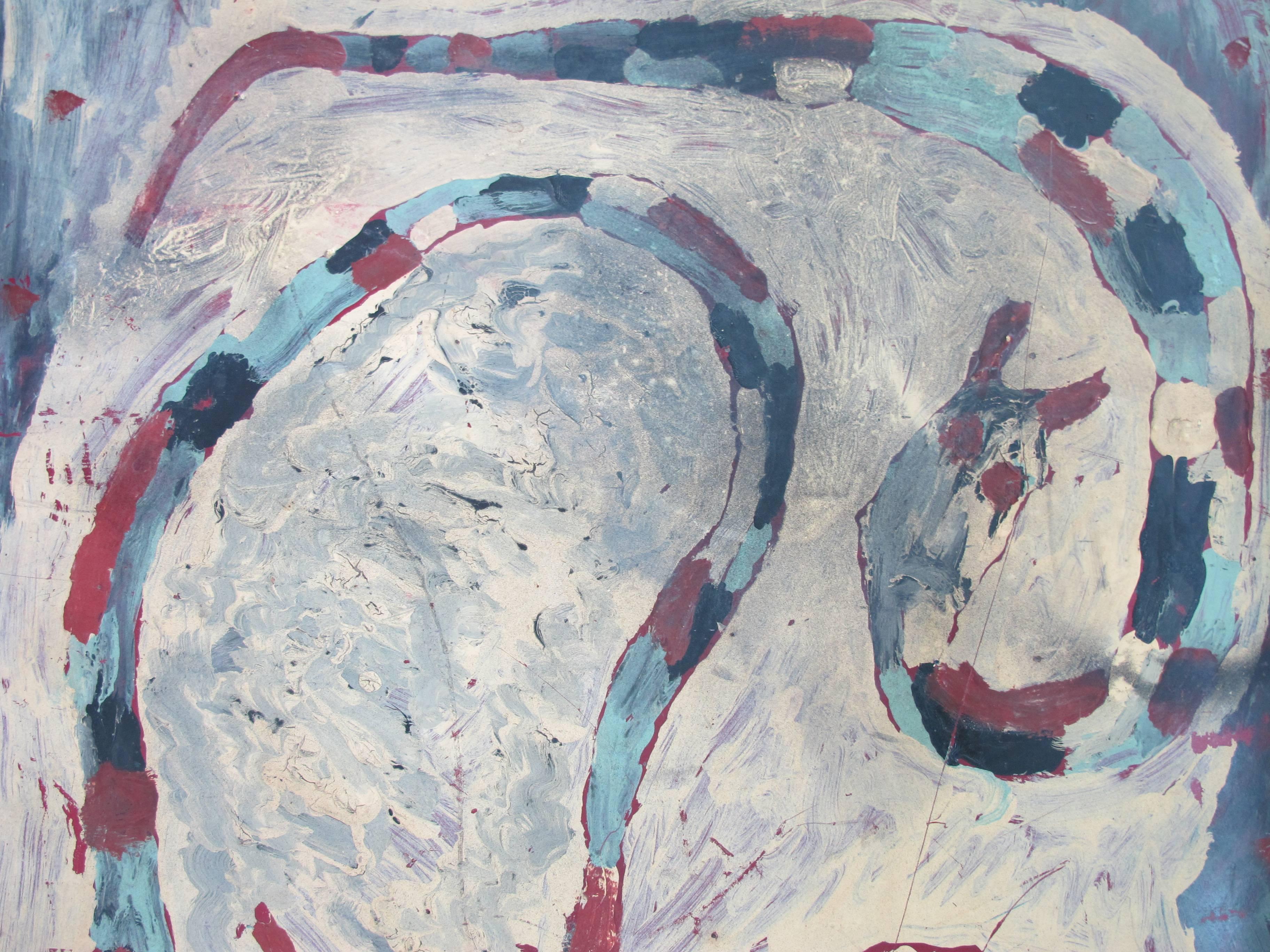 Painted Painting of Snakes by Outsider Artist Clyde Jones