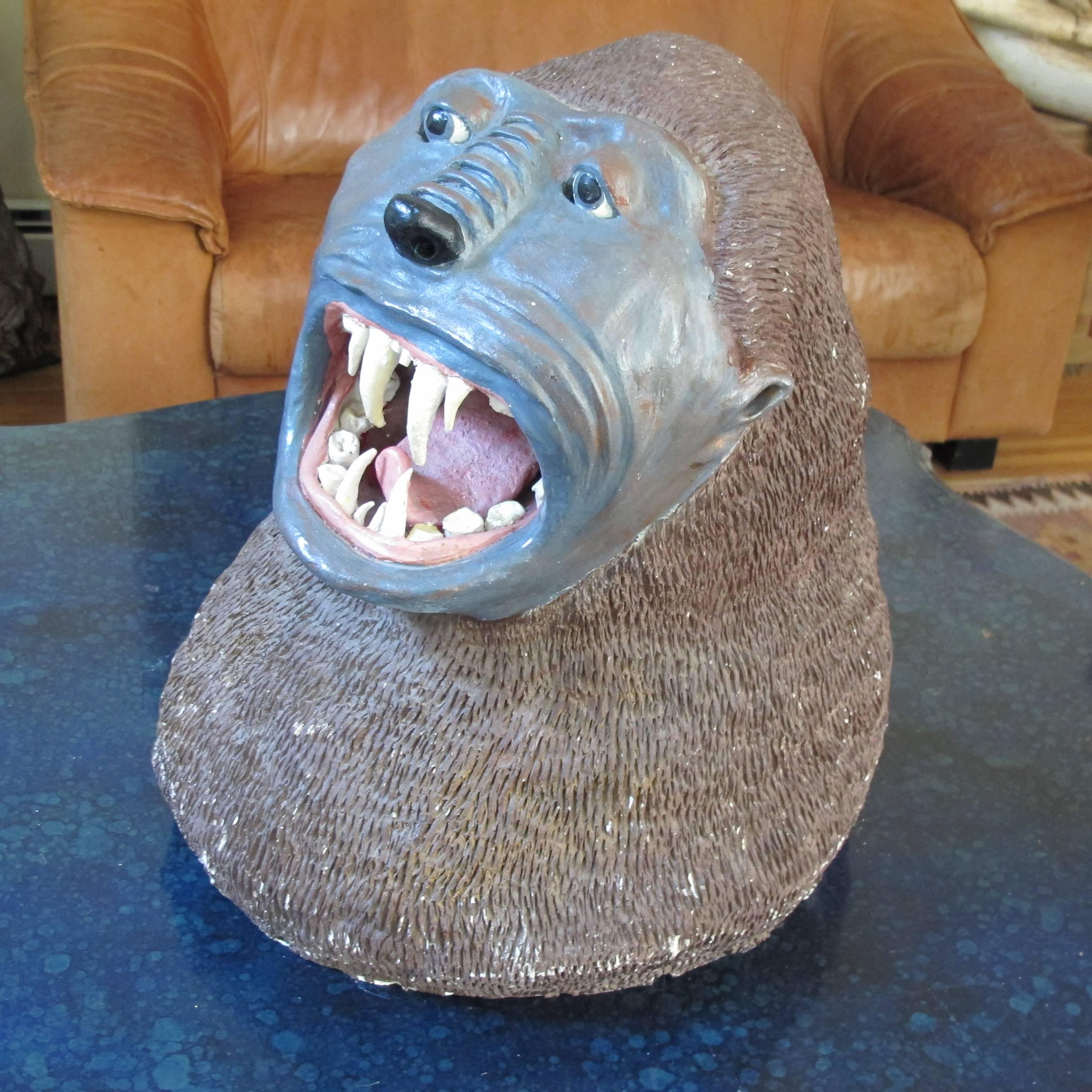 Ceramic Gorilla Head from a Carnival Arcade In Excellent Condition In New York, NY