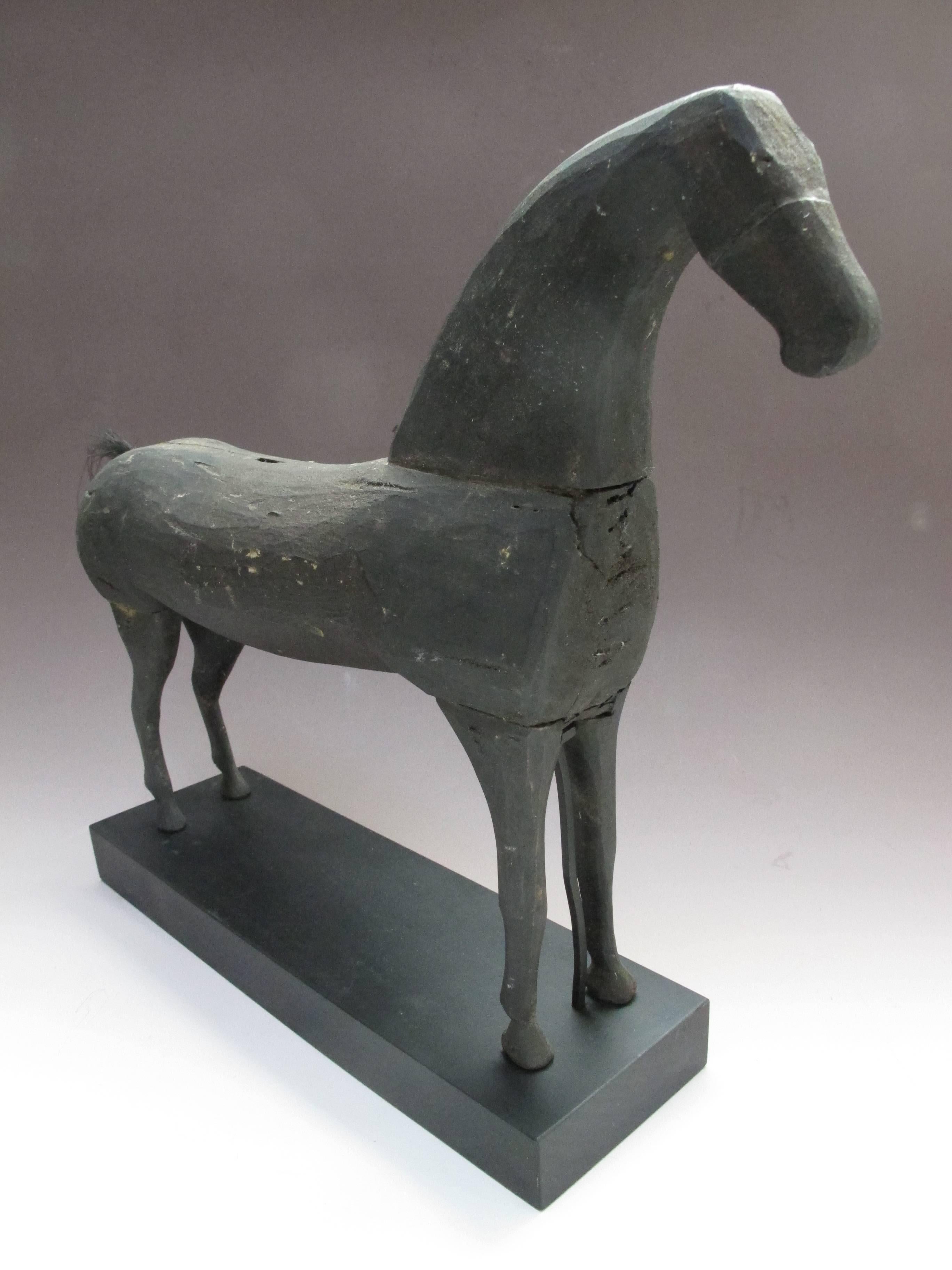Late 19th Century Carved Wood Horse Folk Sculpture For Sale
