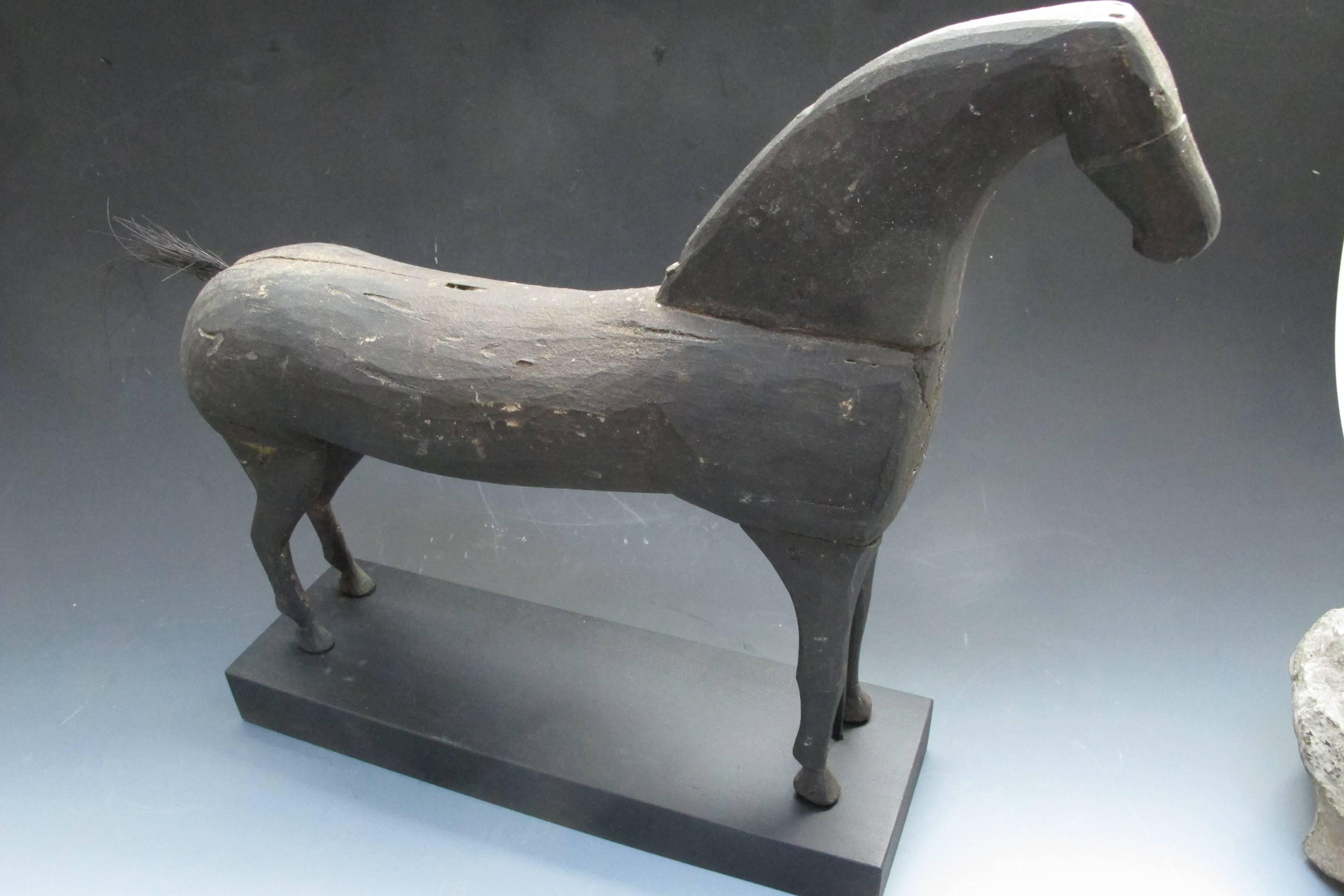 Painted Carved Wood Horse Folk Sculpture For Sale