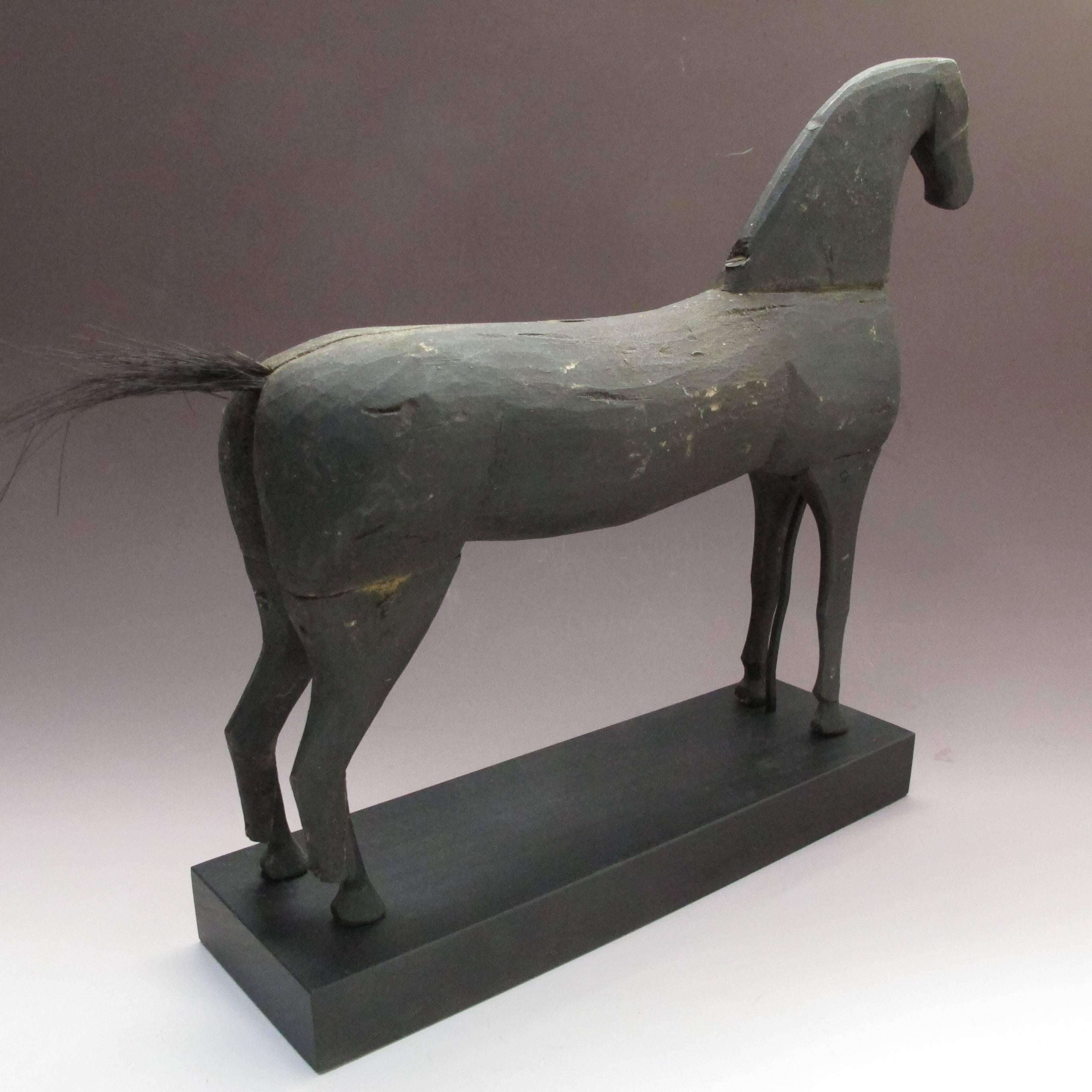 Carved Wood Horse Folk Sculpture In Excellent Condition For Sale In New York, NY