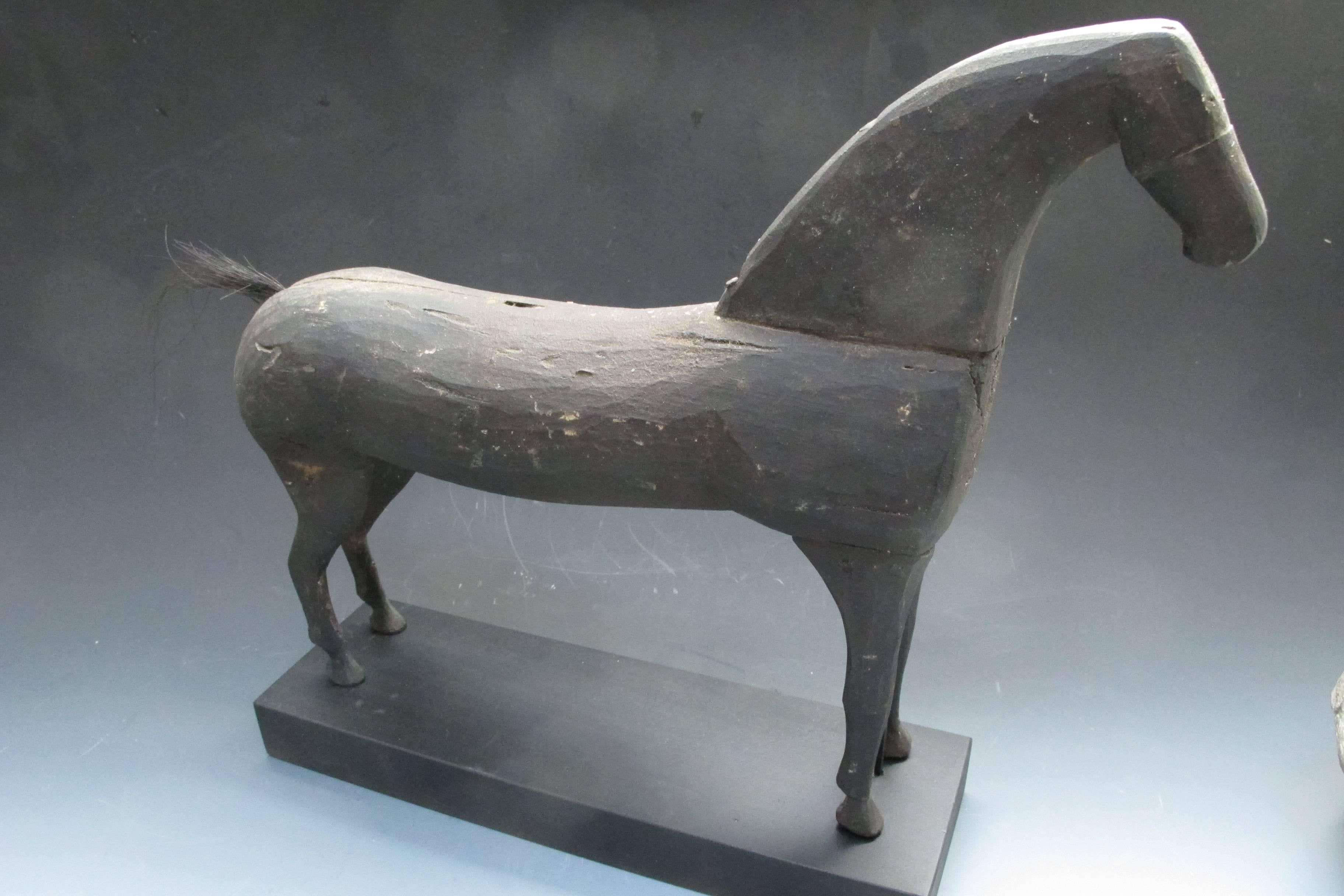 Carved Wood Horse Folk Sculpture For Sale 2