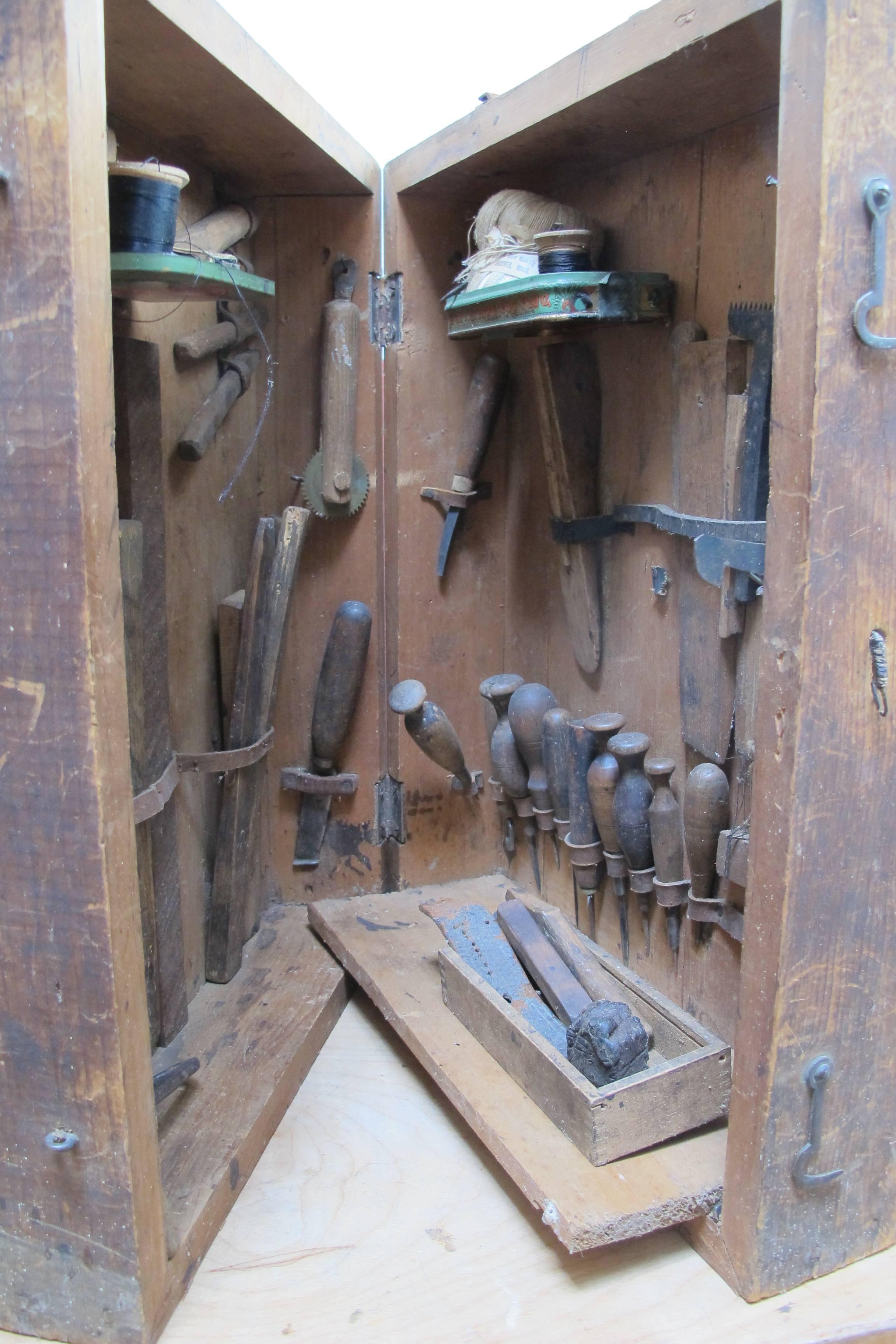 19th Century Cobblers Traveling Case of Leather Working Tools