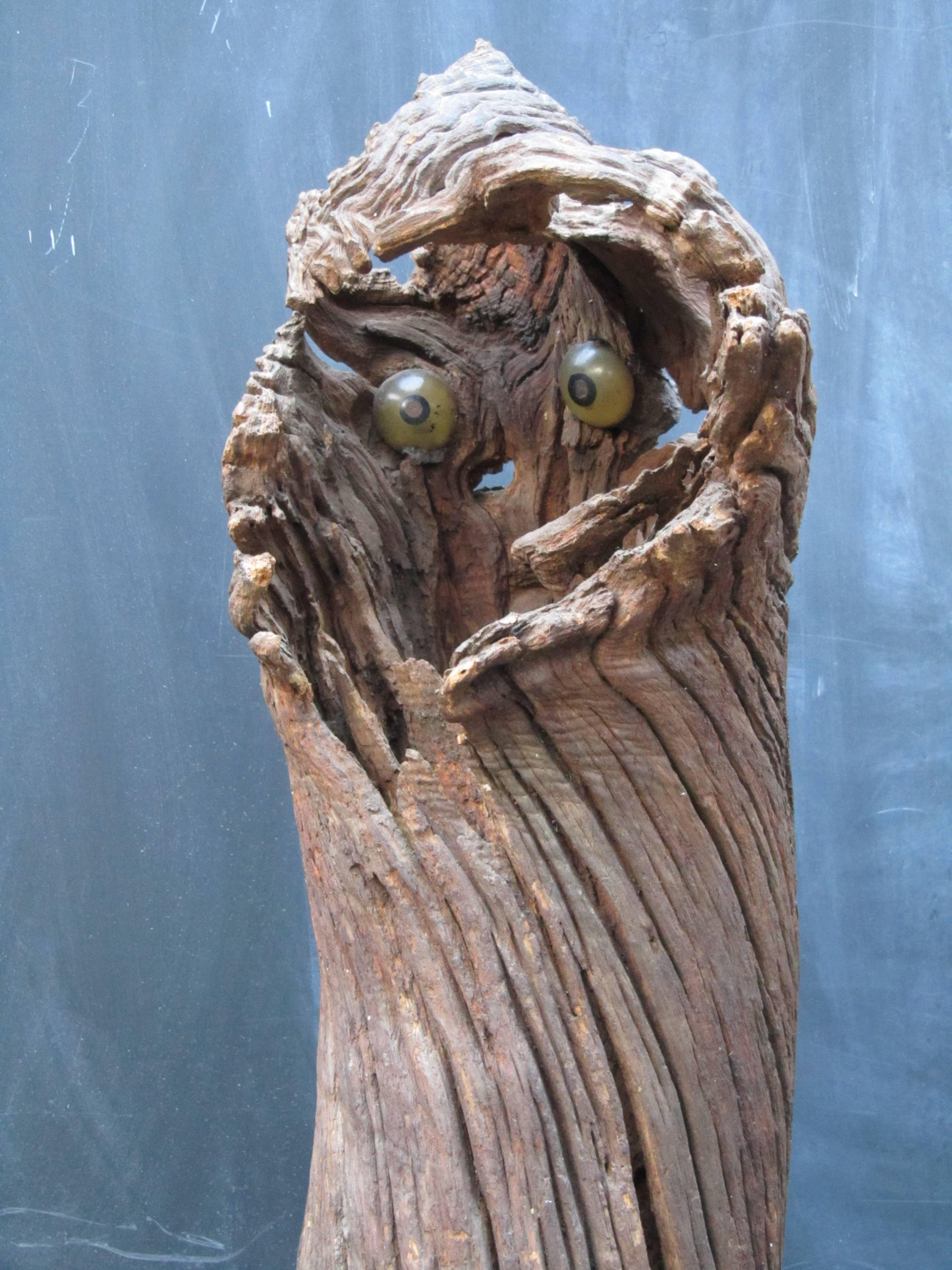 Outsider Artist Jesse Aarron Sculpture of Spirit in the Tree In Good Condition For Sale In New York, NY