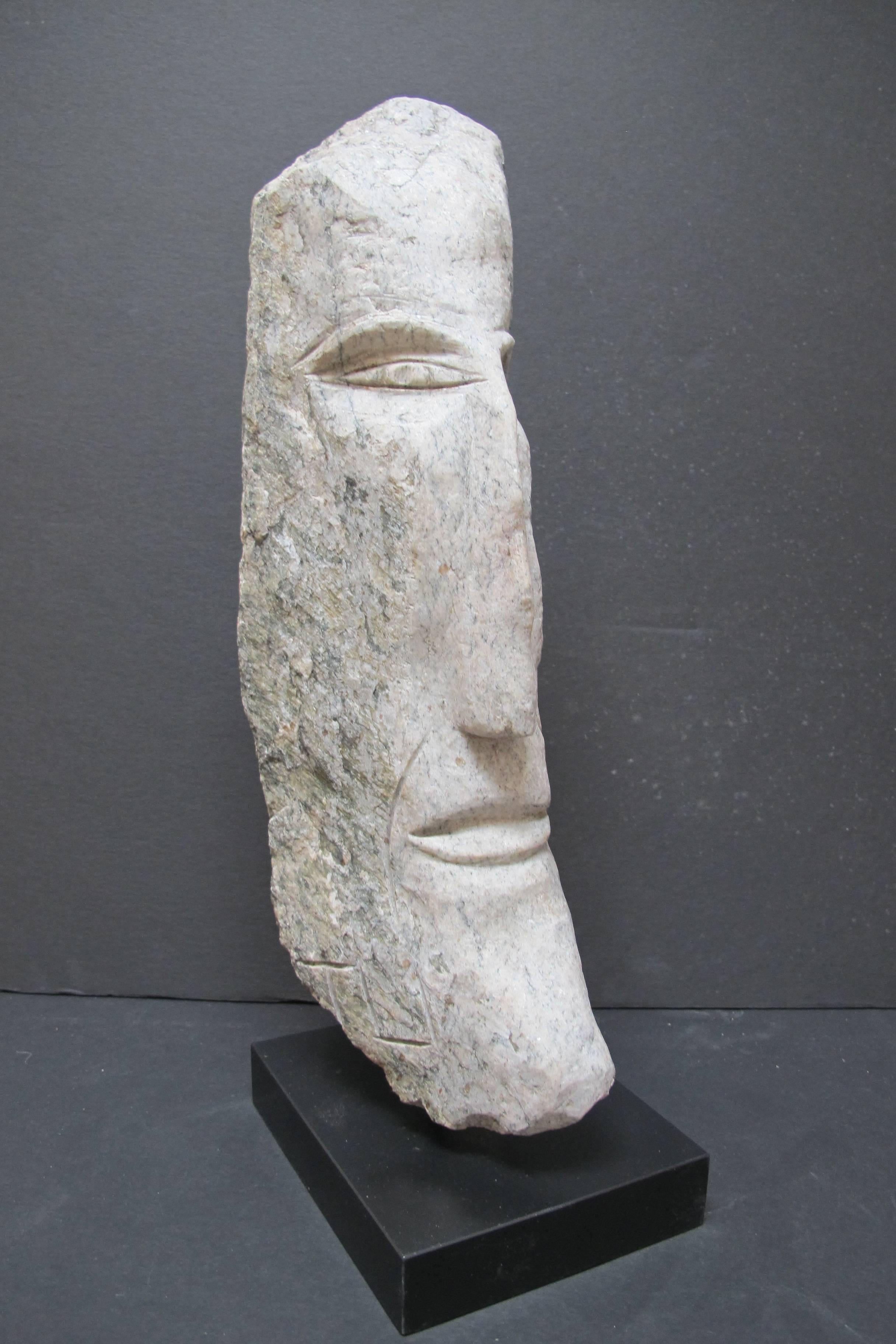 Outsider Art Ted Ludwiczak Elongated Carved Stone Head