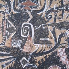 Francois Burland Large Art Brut Drawing "Azawak"