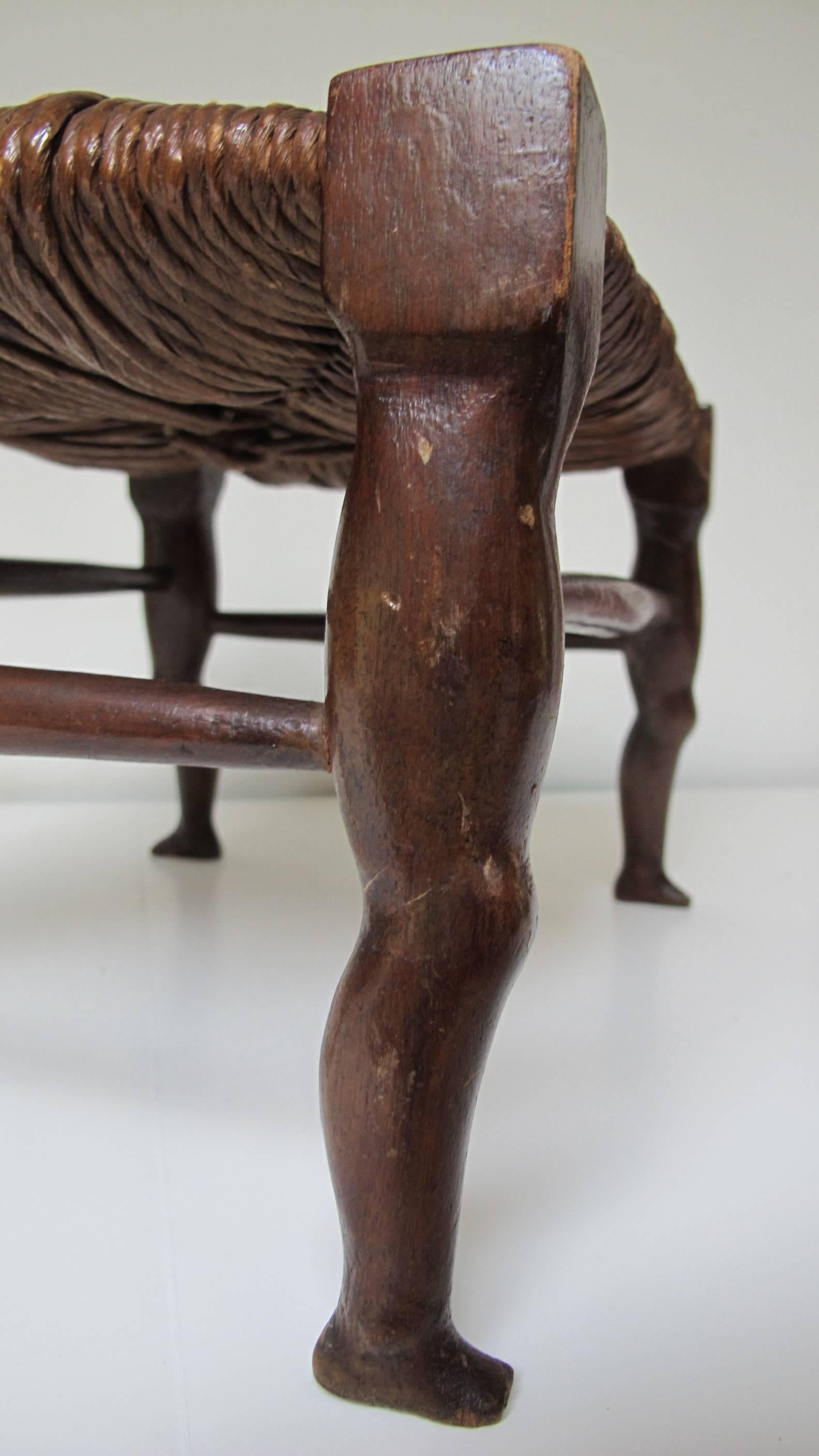 19th Century Carved Wood Legs Legs Stool For Sale