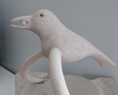 "Bird Arc" Carved Limestone Sculpture by Tina White Anton