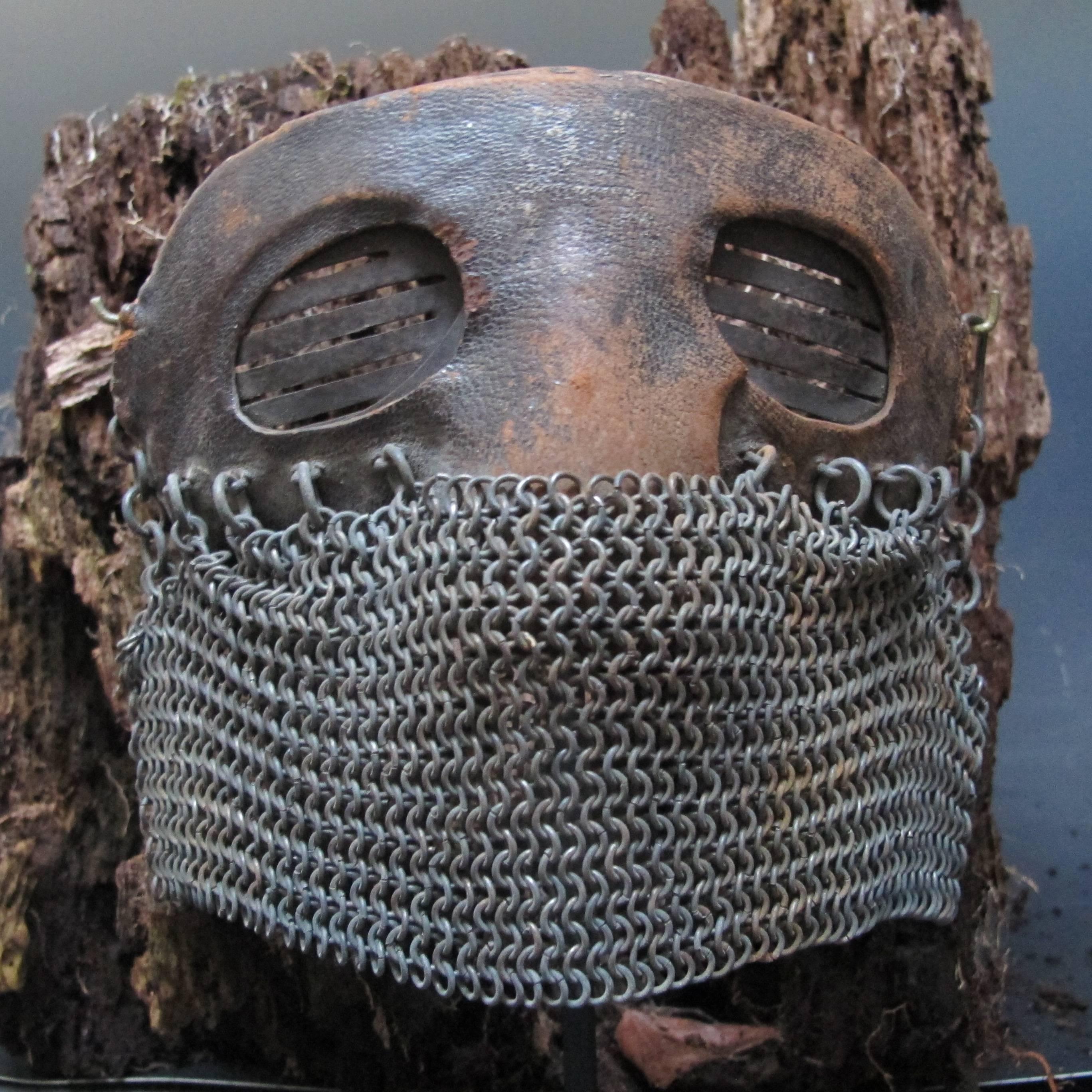 20th Century Tank Operators Mask from WWI of Iron Leather and Chain Mail